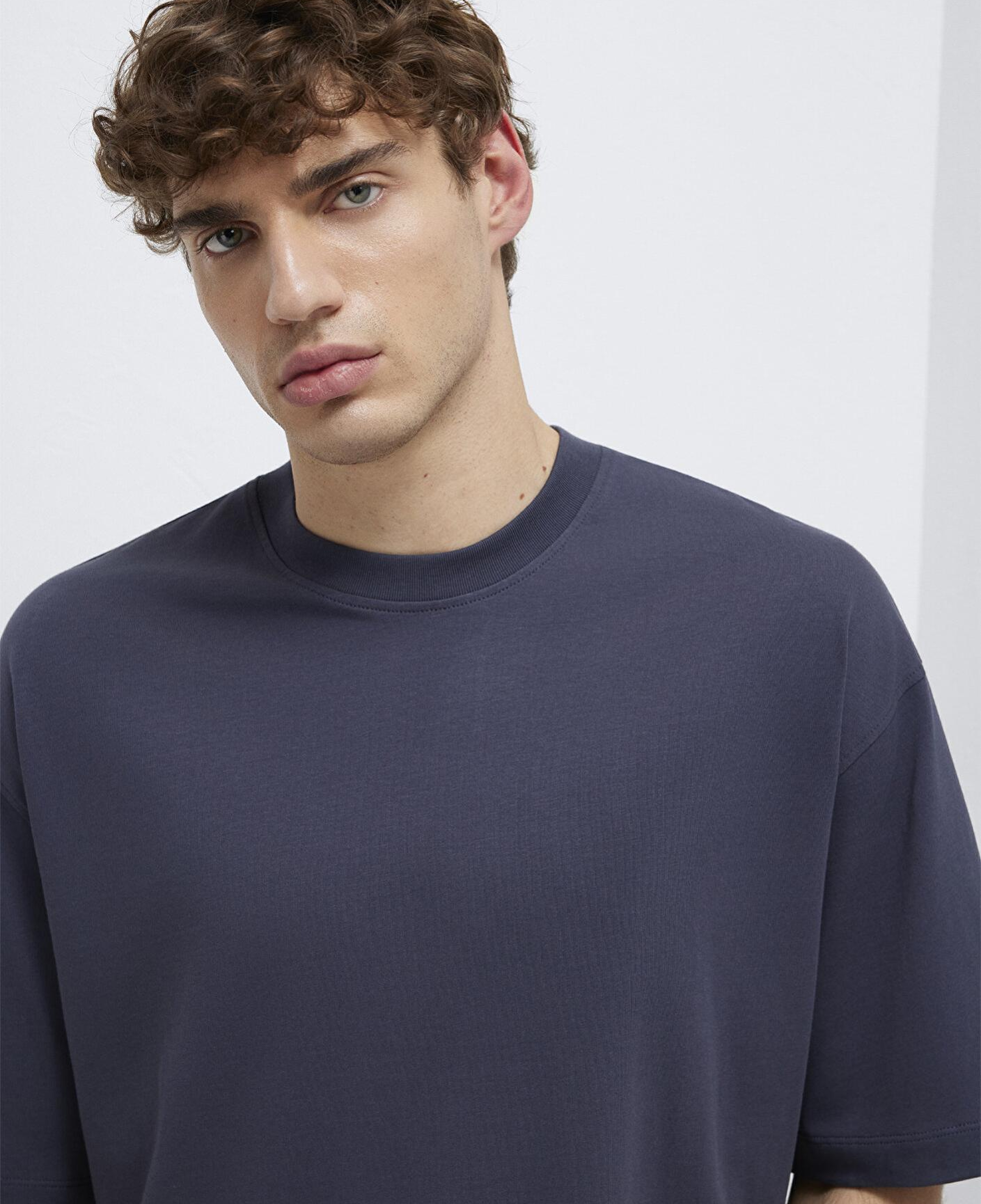 Mavi Gri Basic Tişört Oversize / Geniş Kesim 0613113-70101