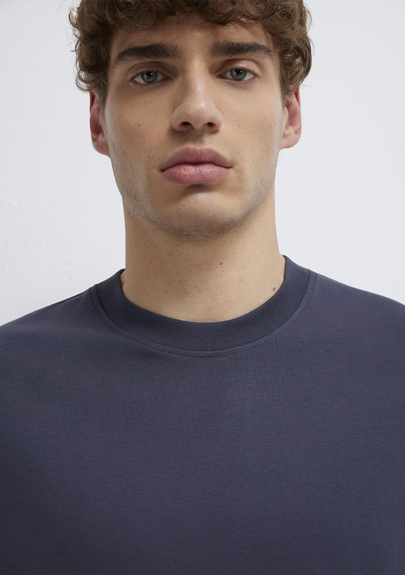 Mavi Gri Basic Tişört Oversize / Geniş Kesim 0613113-70101