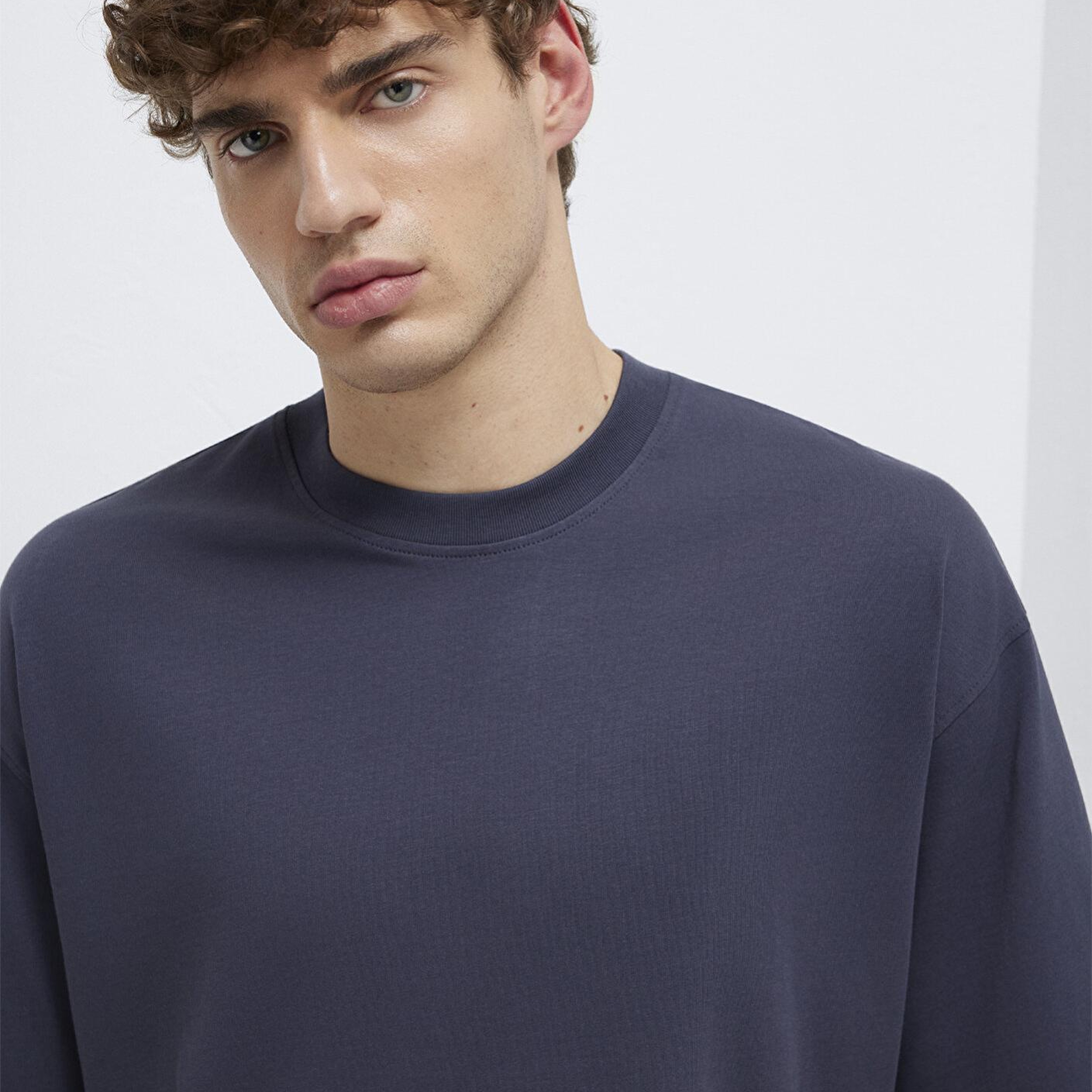 Mavi Gri Basic Tişört Oversize / Geniş Kesim 0613113-70101