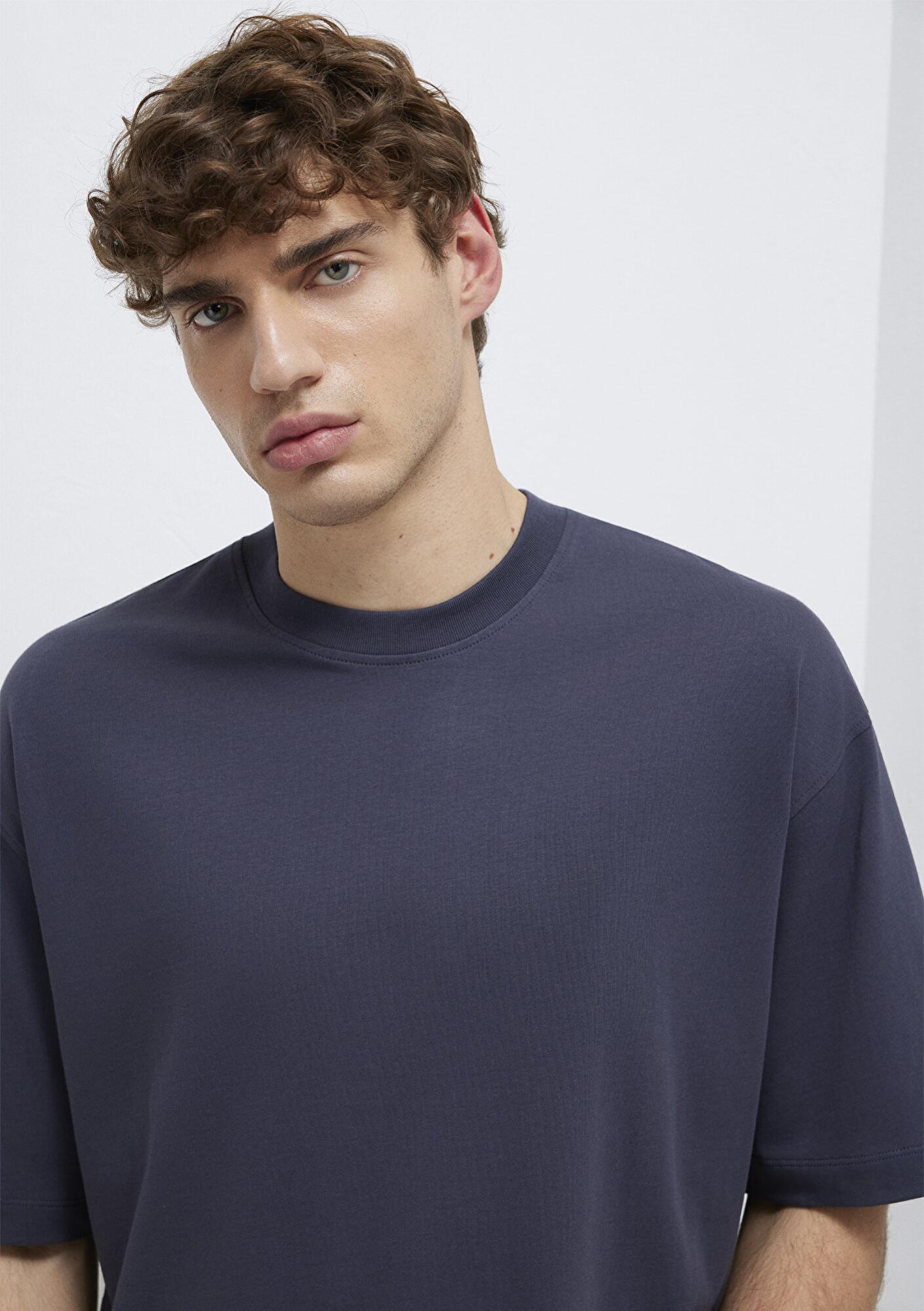 Mavi Gri Basic Tişört Oversize / Geniş Kesim 0613113-70101