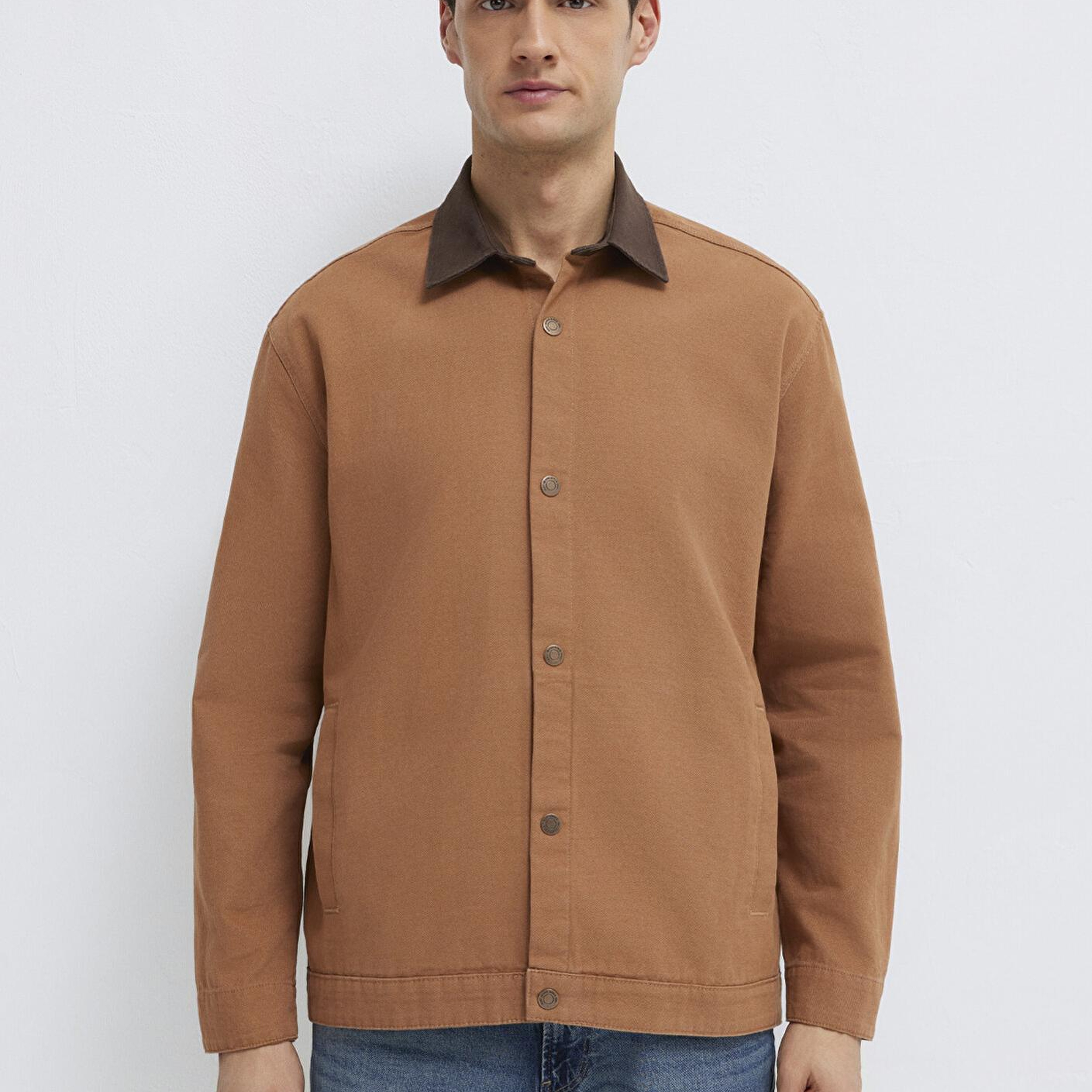 Mavi Kahverengi Gömlek Loose Fit / Bol Rahat Kesim 0211900-91393