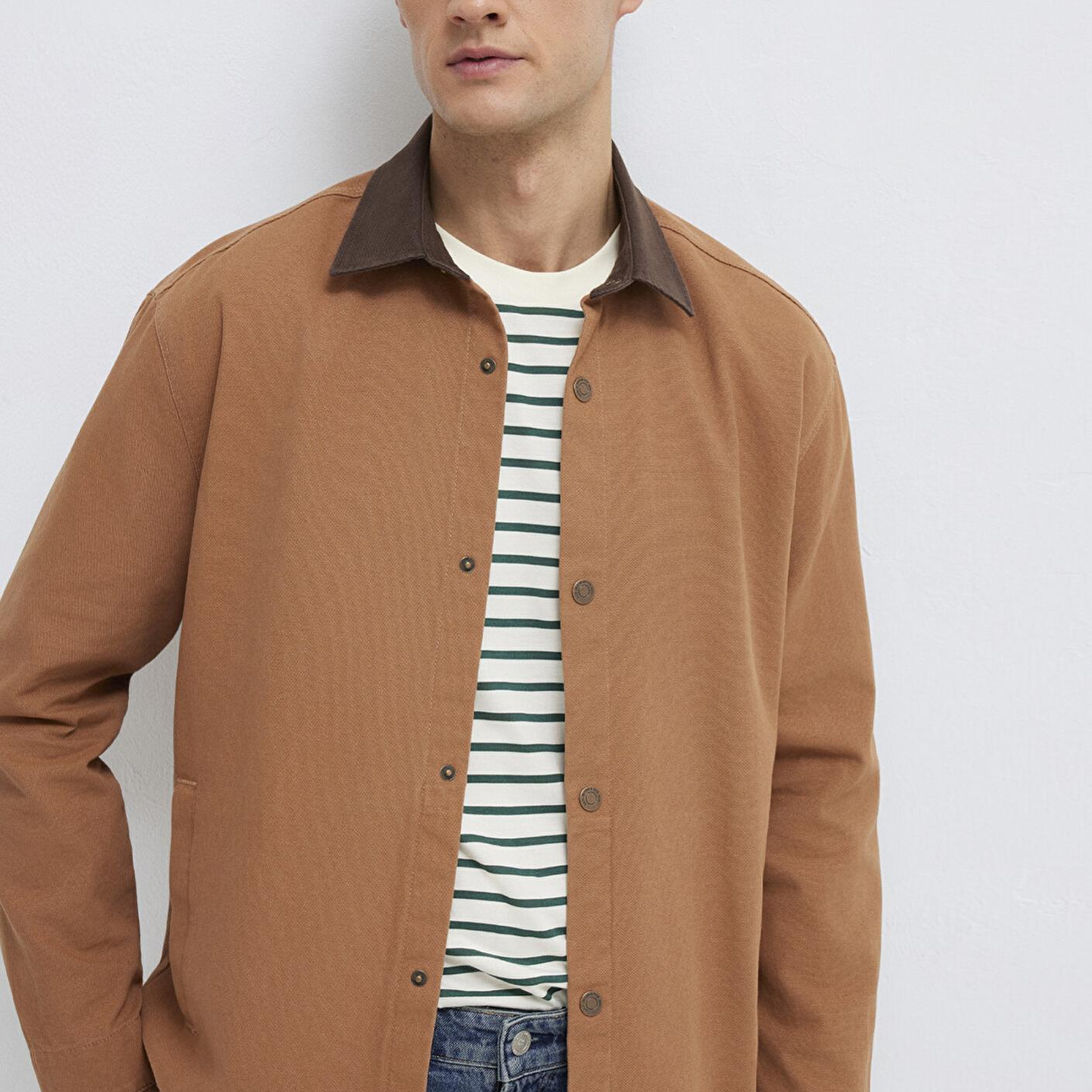 Mavi Kahverengi Gömlek Loose Fit / Bol Rahat Kesim 0211900-91393