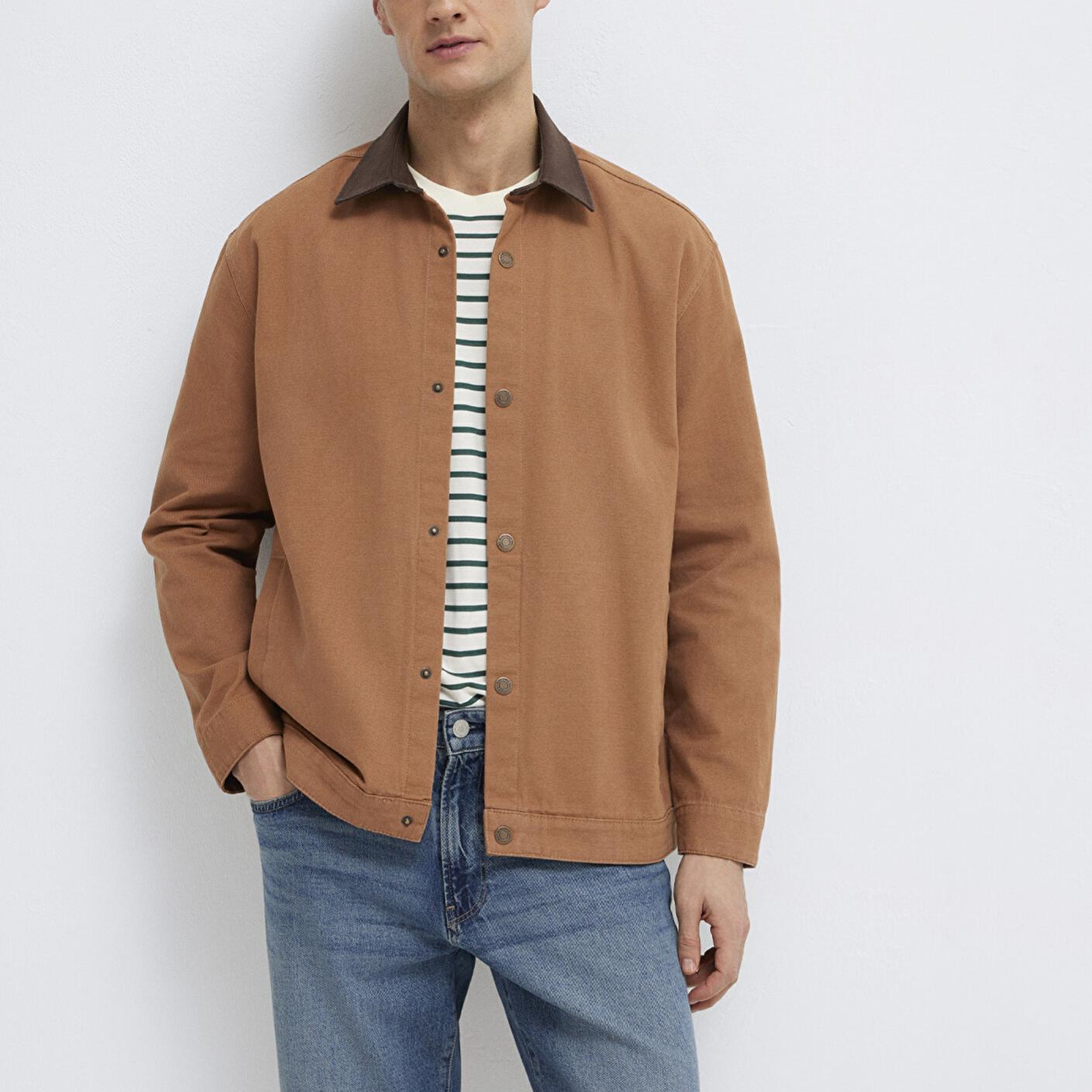 Mavi Kahverengi Gömlek Loose Fit / Bol Rahat Kesim 0211900-91393