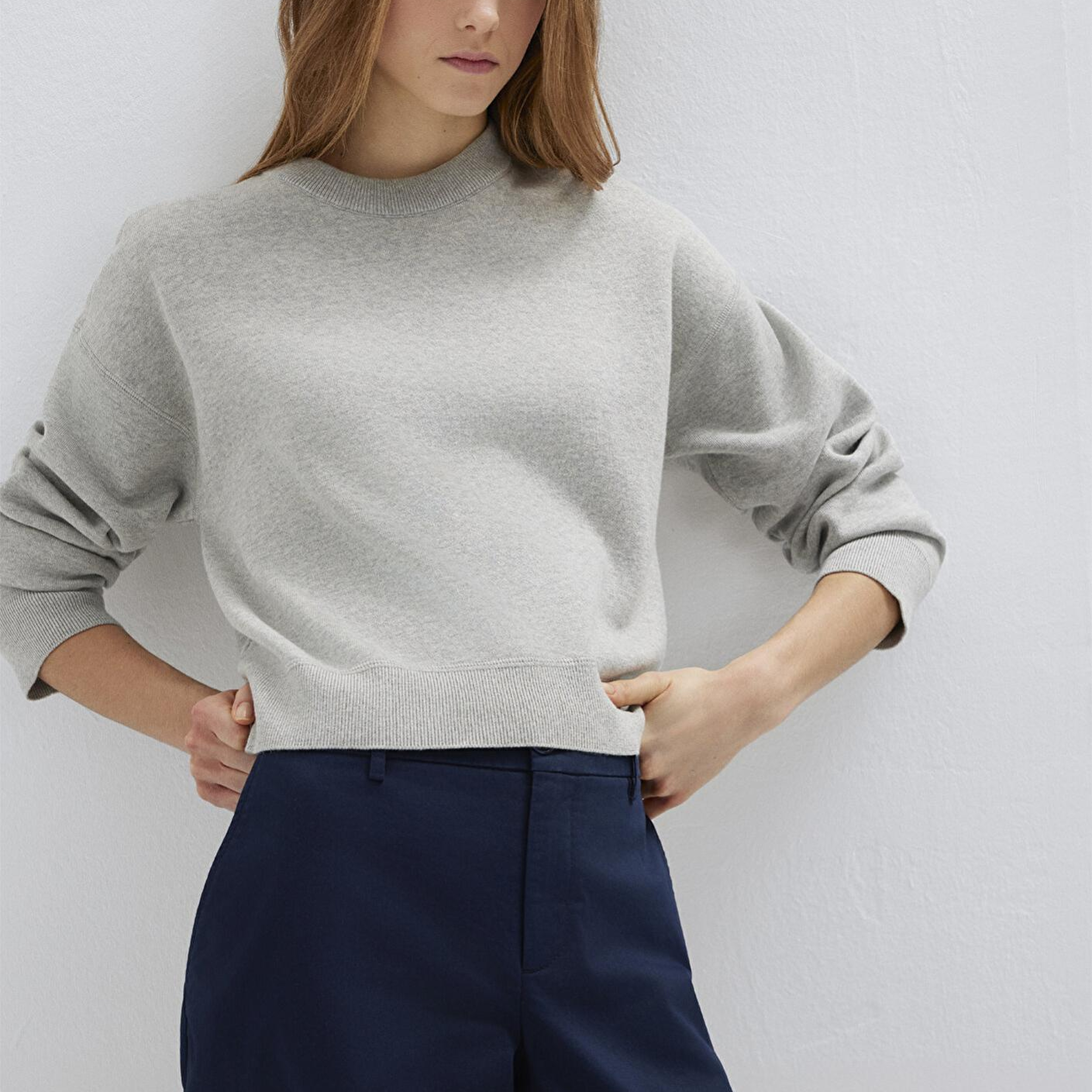 Mavi Bisiklet Yaka Gri Kazak Loose Fit / Bol Rahat Kesim 1710844-80196