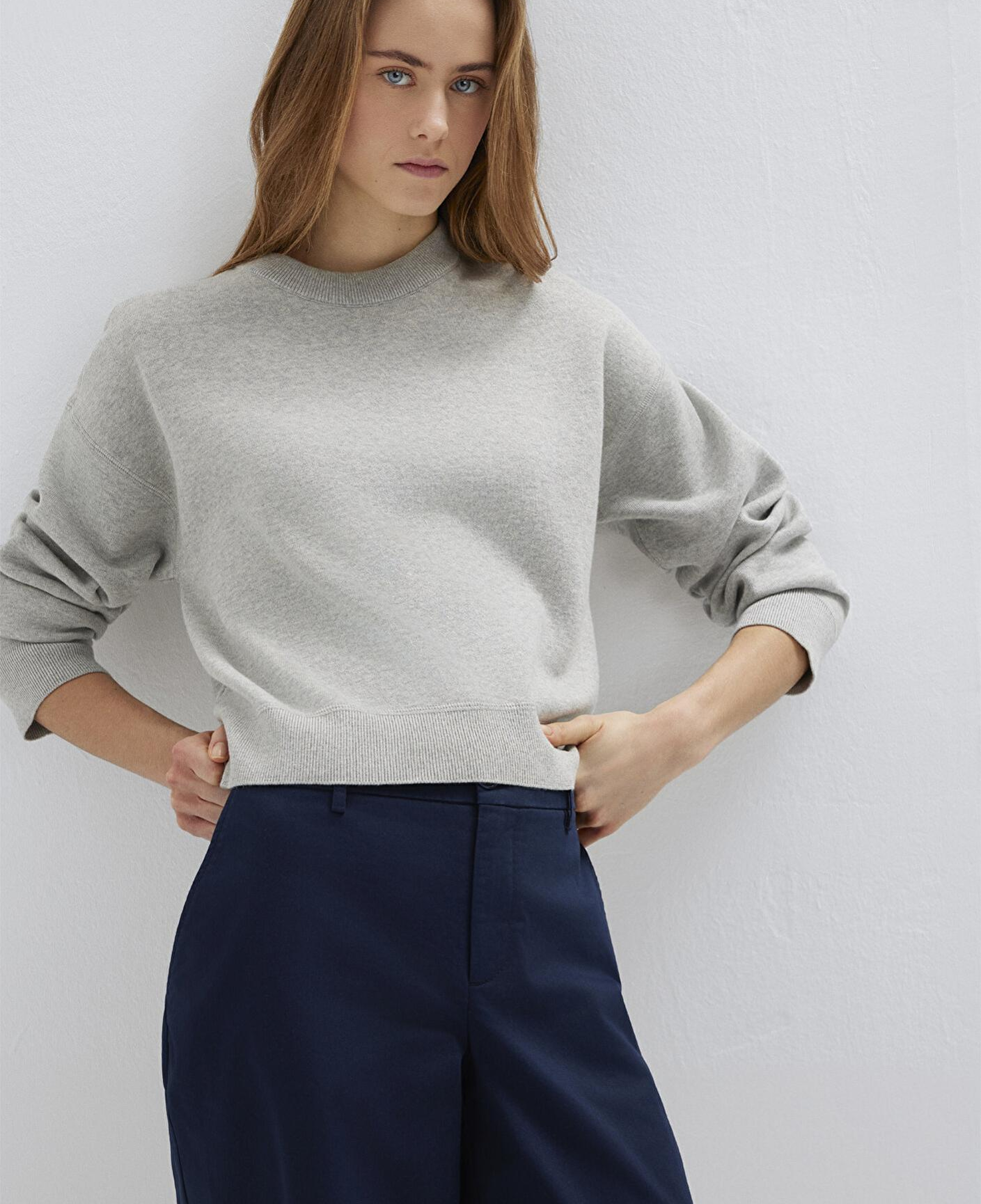 Mavi Bisiklet Yaka Gri Kazak Loose Fit / Bol Rahat Kesim 1710844-80196