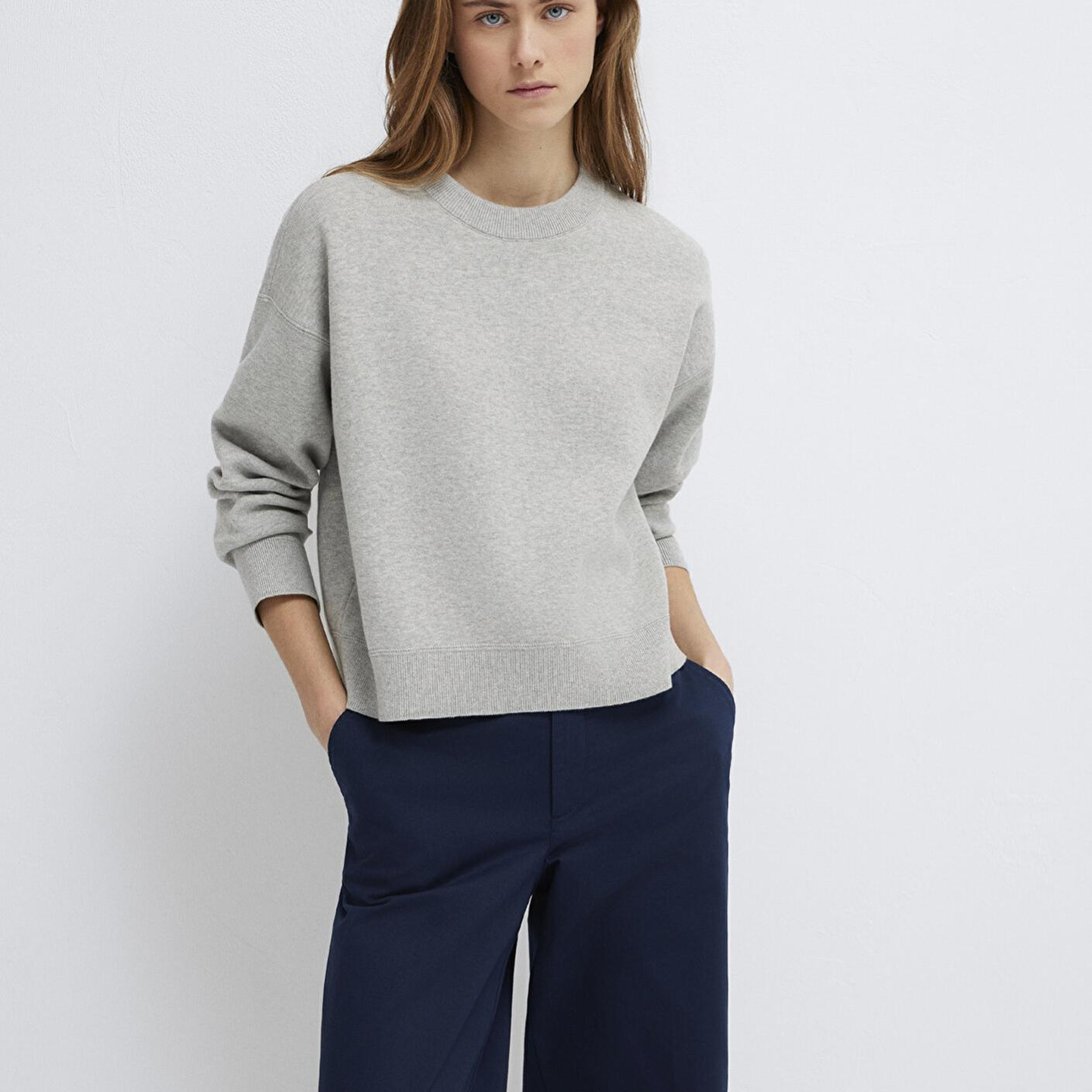 Mavi Bisiklet Yaka Gri Kazak Loose Fit / Bol Rahat Kesim 1710844-80196