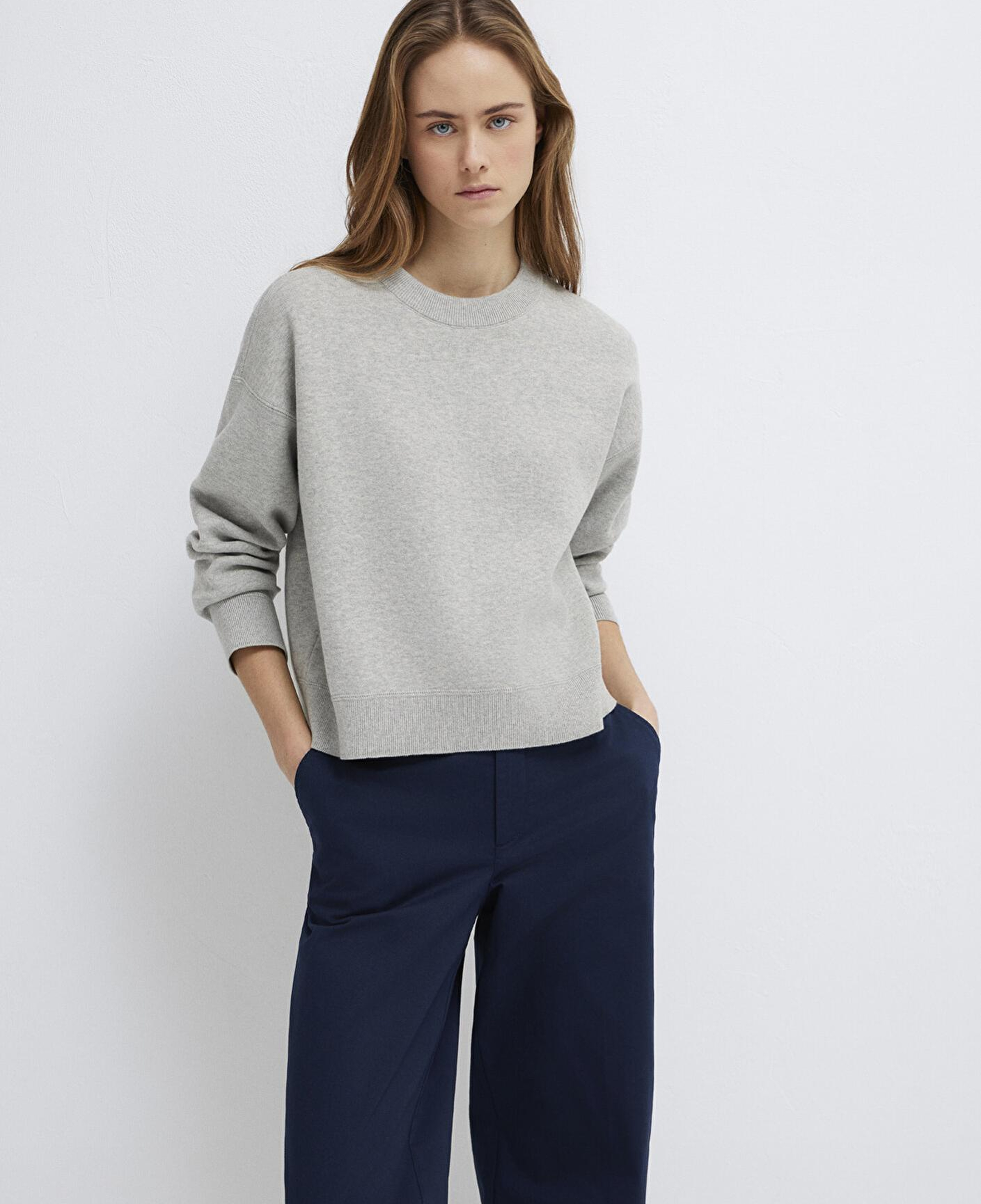 Mavi Bisiklet Yaka Gri Kazak Loose Fit / Bol Rahat Kesim 1710844-80196