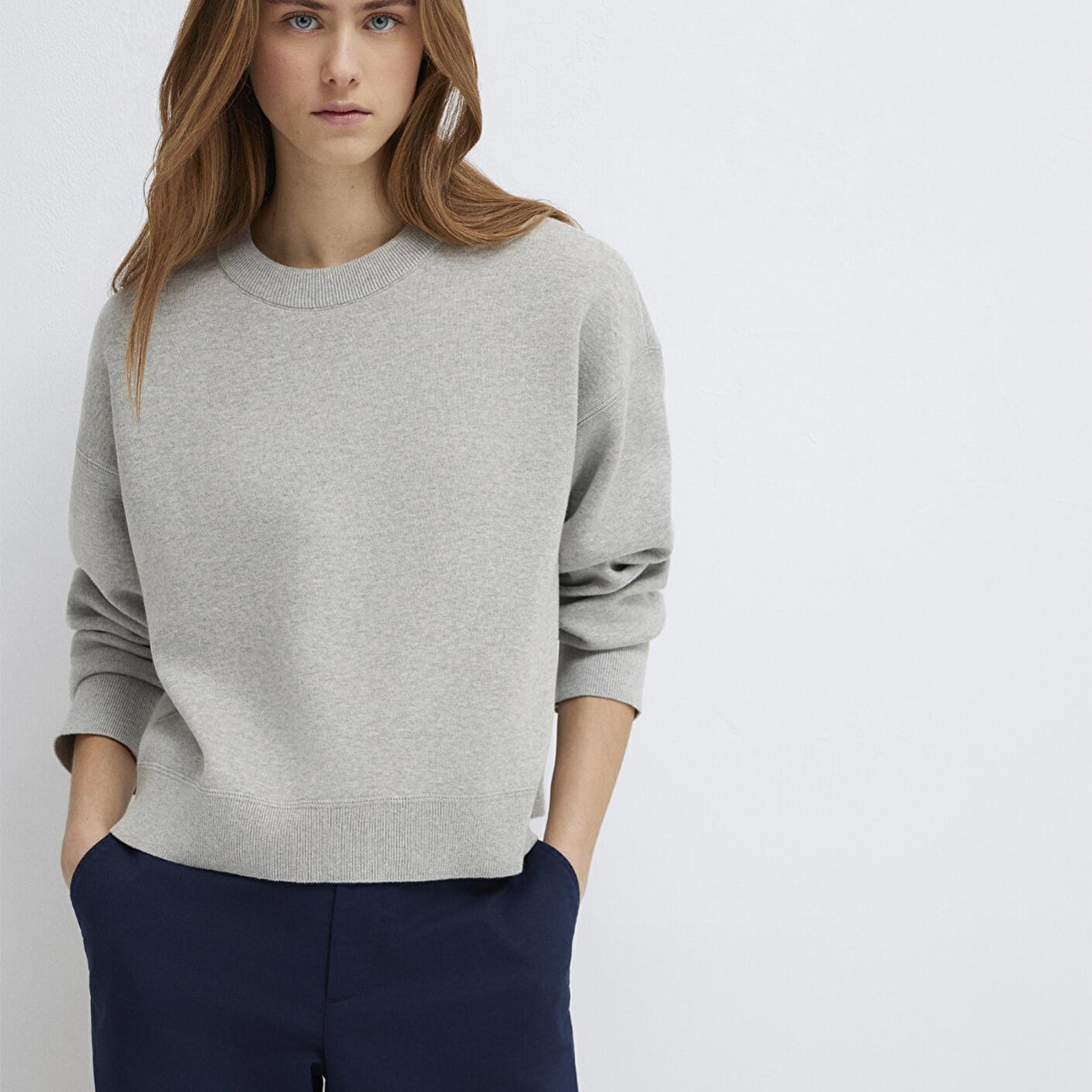 Mavi Bisiklet Yaka Gri Kazak Loose Fit / Bol Rahat Kesim 1710844-80196