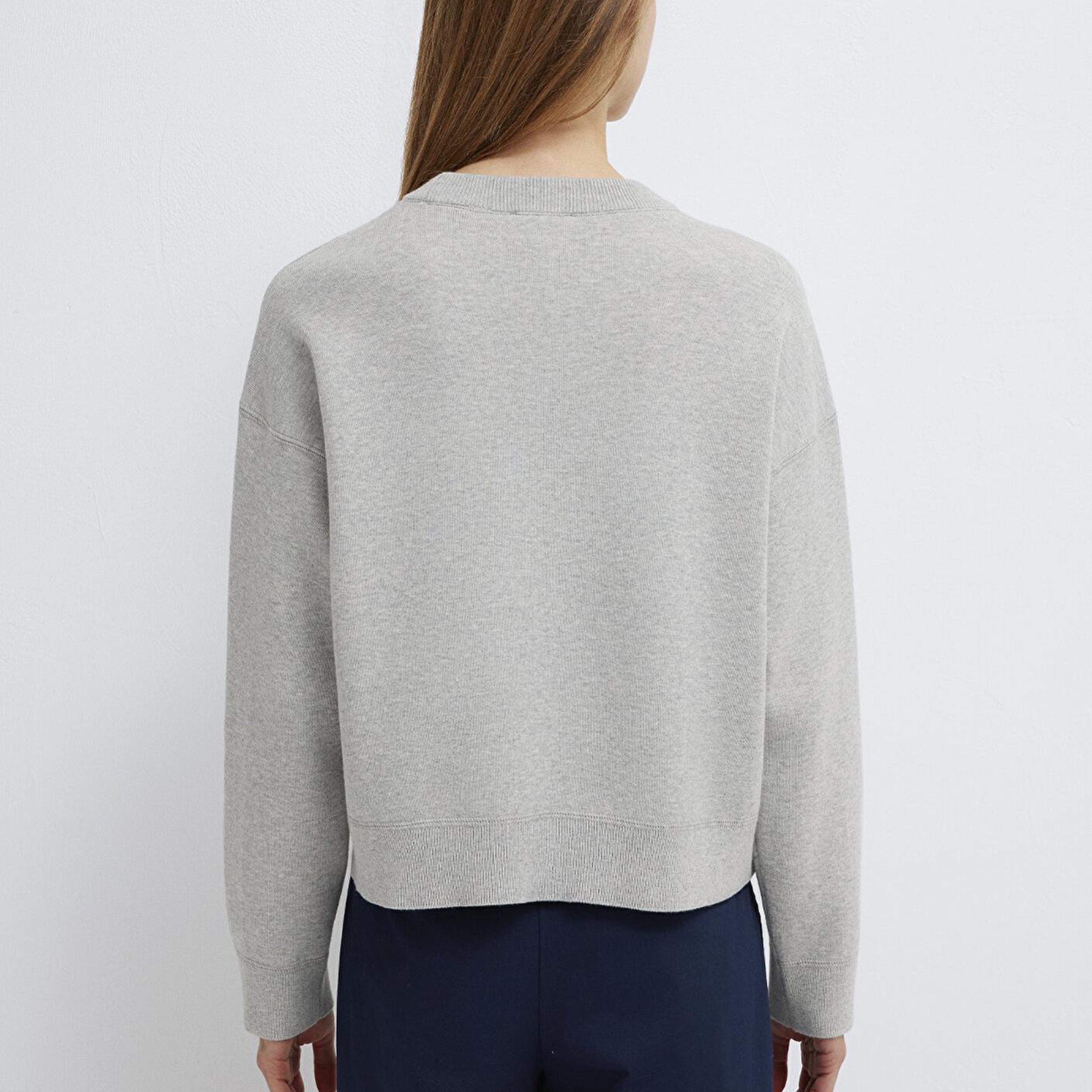 Mavi Bisiklet Yaka Gri Kazak Loose Fit / Bol Rahat Kesim 1710844-80196