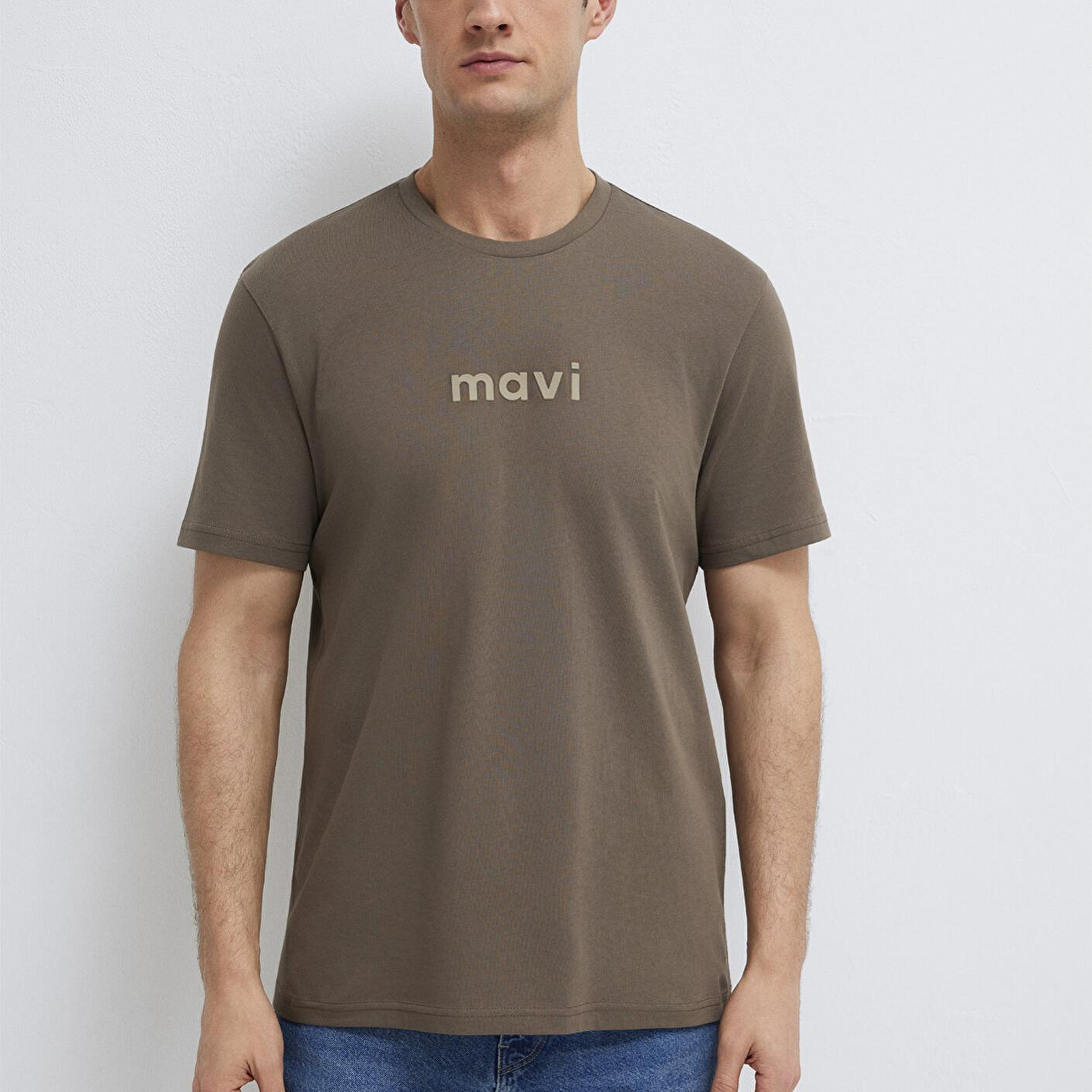 Mavi Mavi Logo Baskılı Kahverengi Tişört Regular Fit / Normal Kesim 0612732-83866