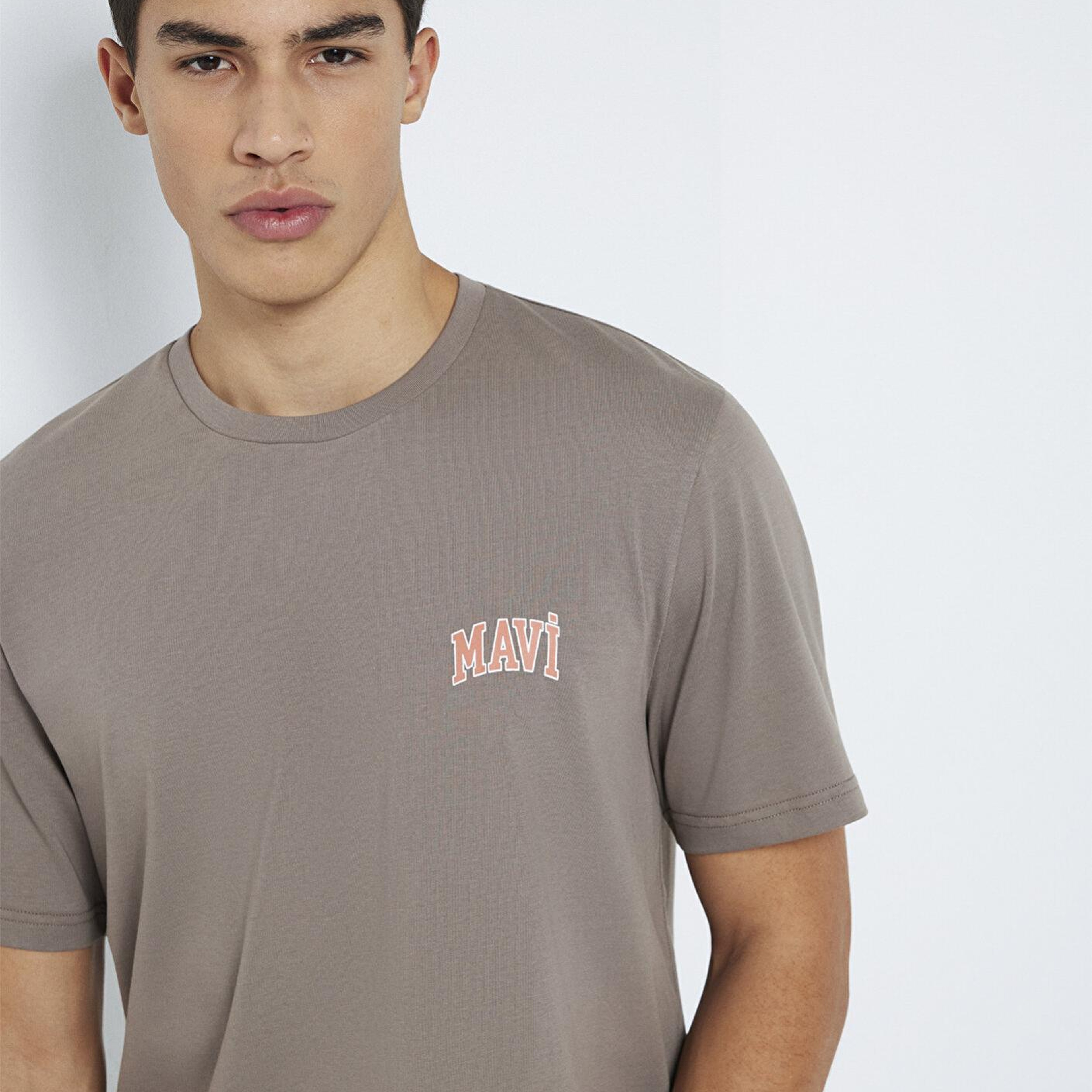 Mavi Mavi Logo Baskılı Kahverengi Tişört Regular Fit / Normal Kesim 0611714-87875