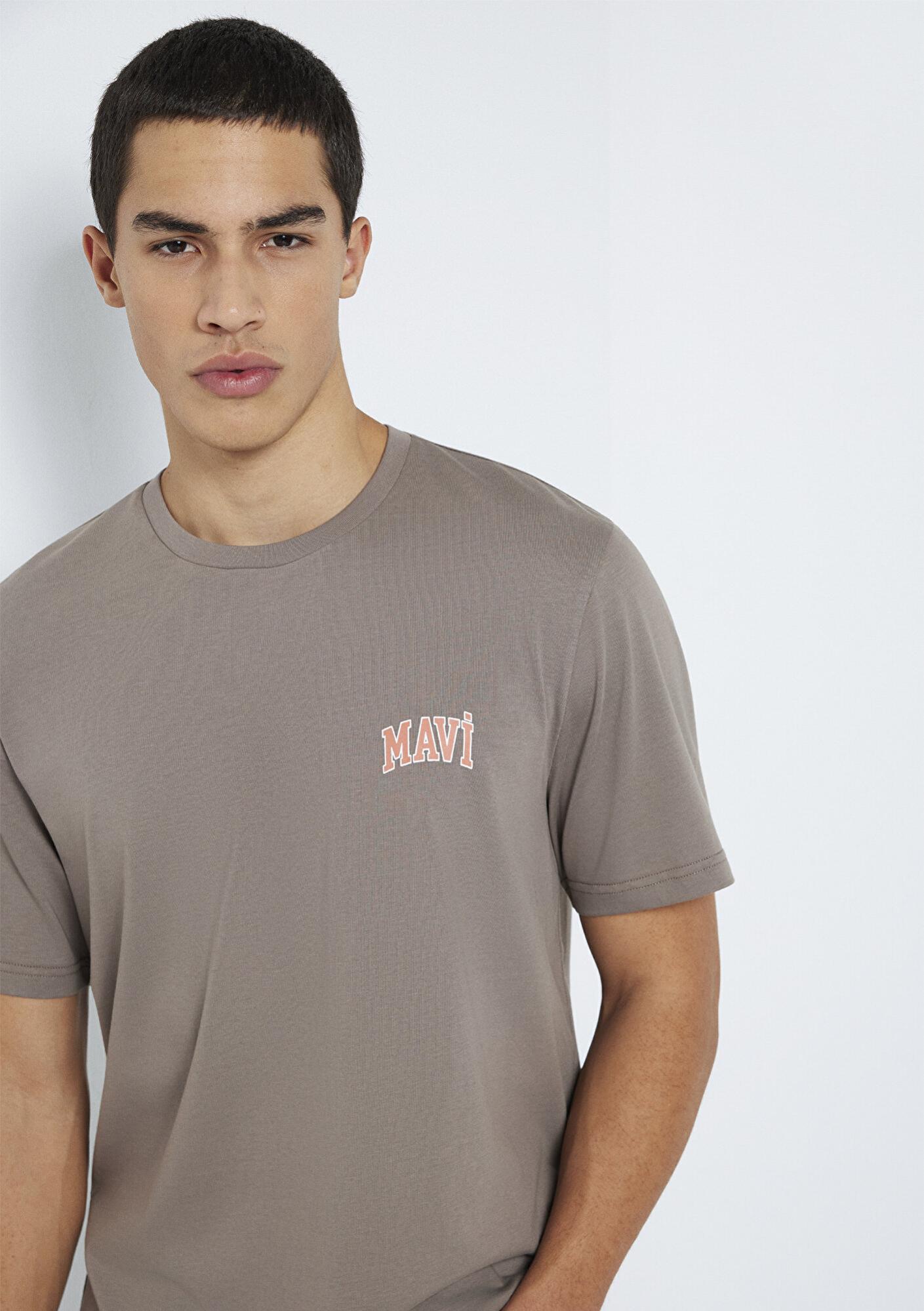 Mavi Mavi Logo Baskılı Kahverengi Tişört Regular Fit / Normal Kesim 0611714-87875