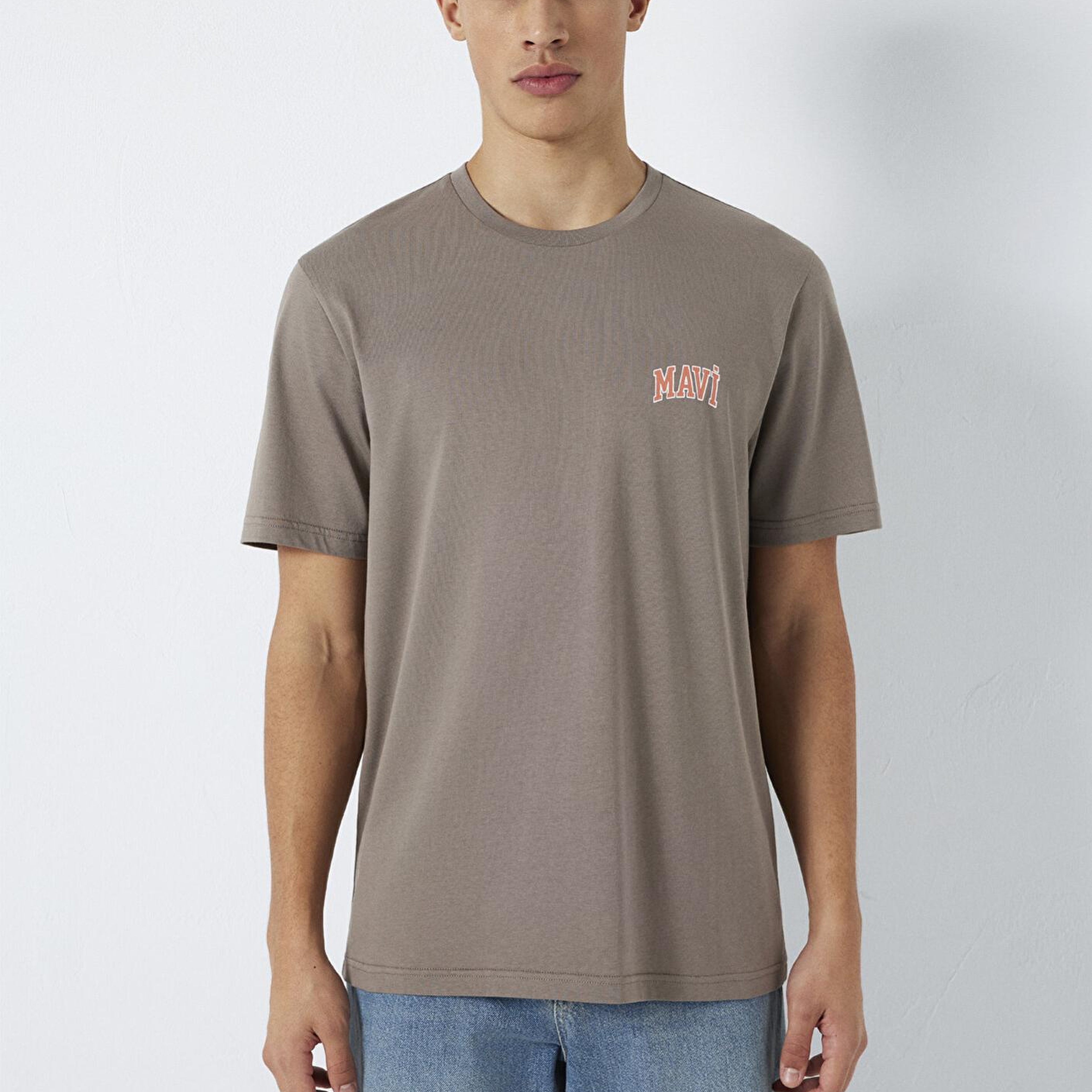 Mavi Mavi Logo Baskılı Kahverengi Tişört Regular Fit / Normal Kesim 0611714-87875