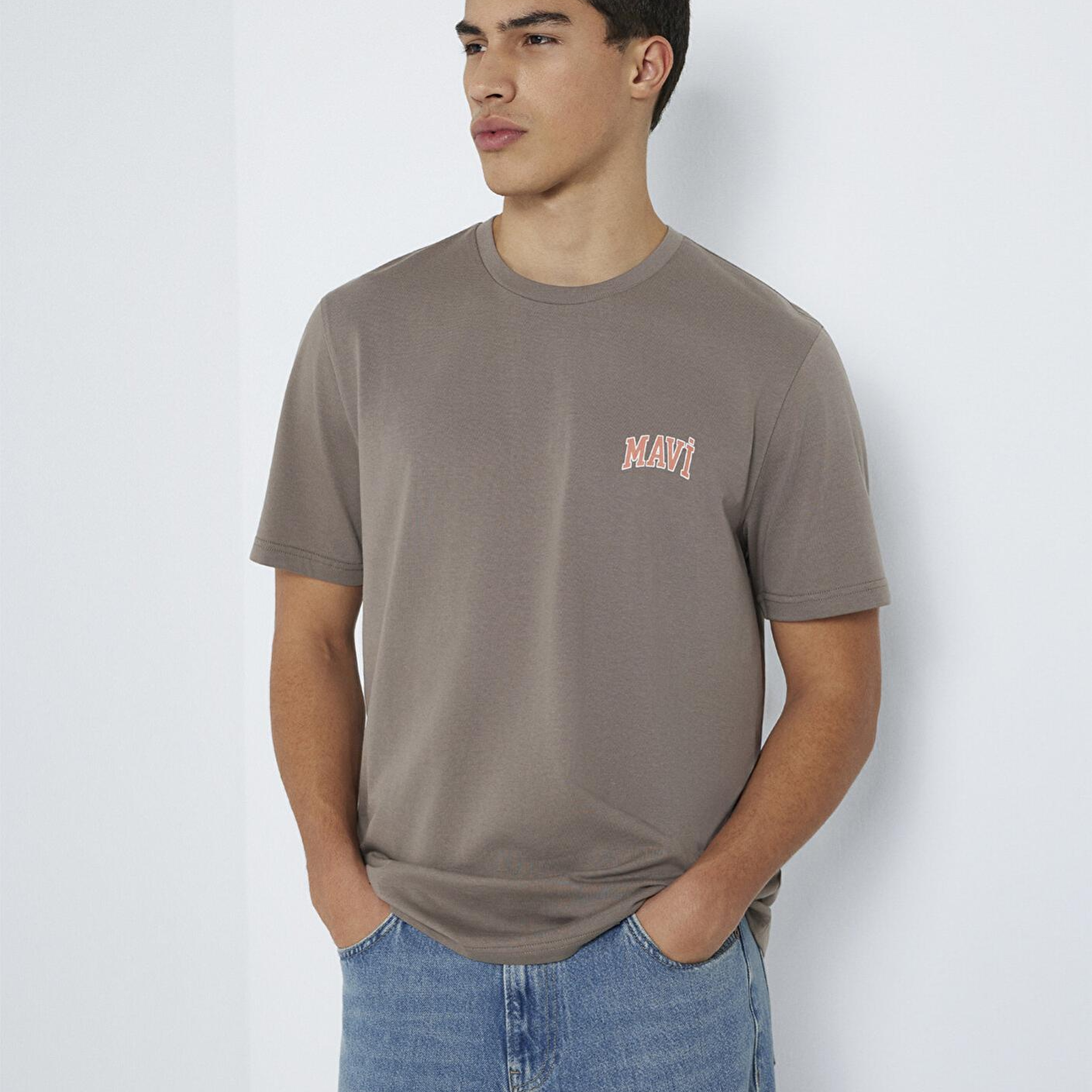 Mavi Mavi Logo Baskılı Kahverengi Tişört Regular Fit / Normal Kesim 0611714-87875