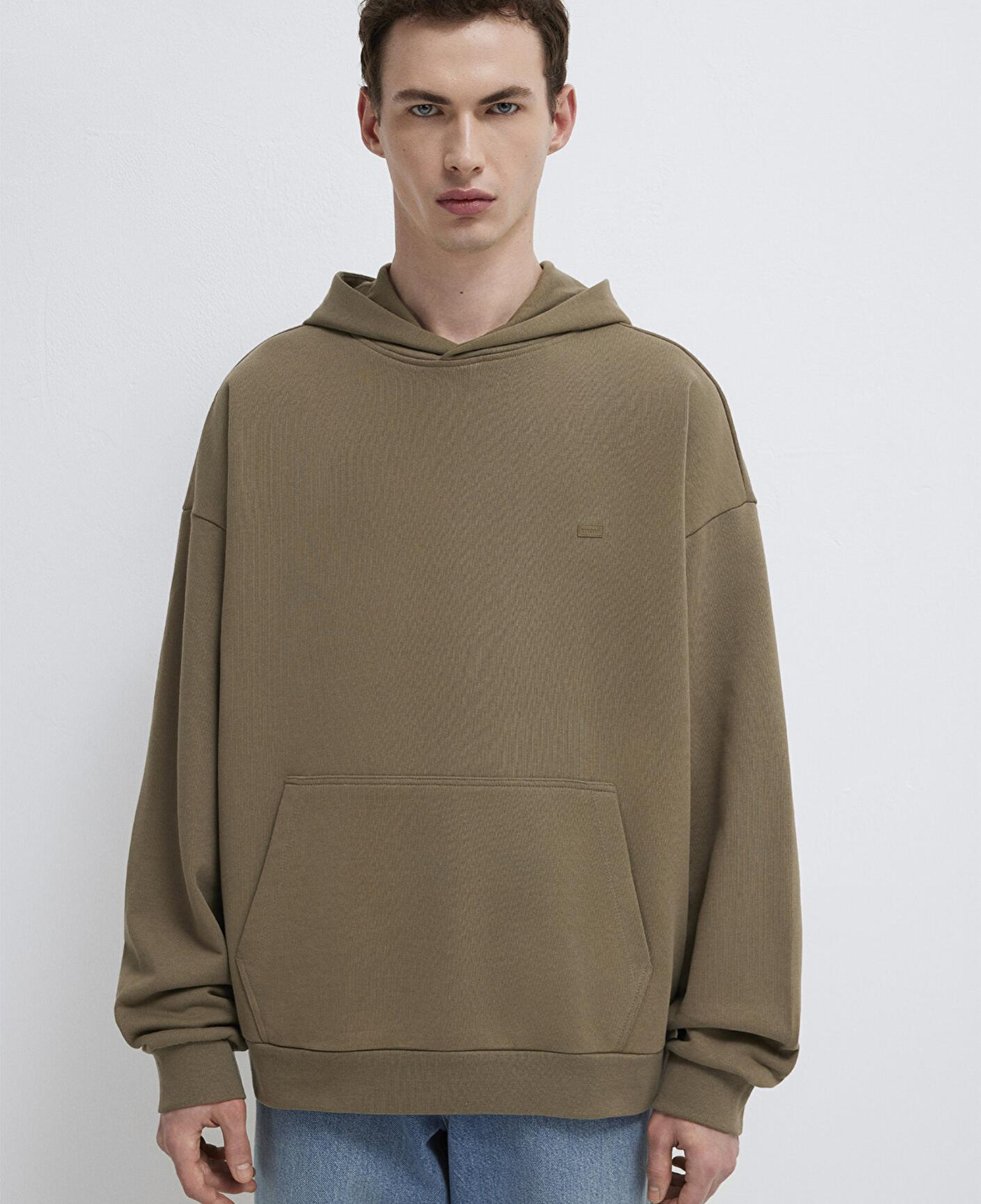 Mavi Kapüşonlu Bej Sweatshirt 0S10416-71564