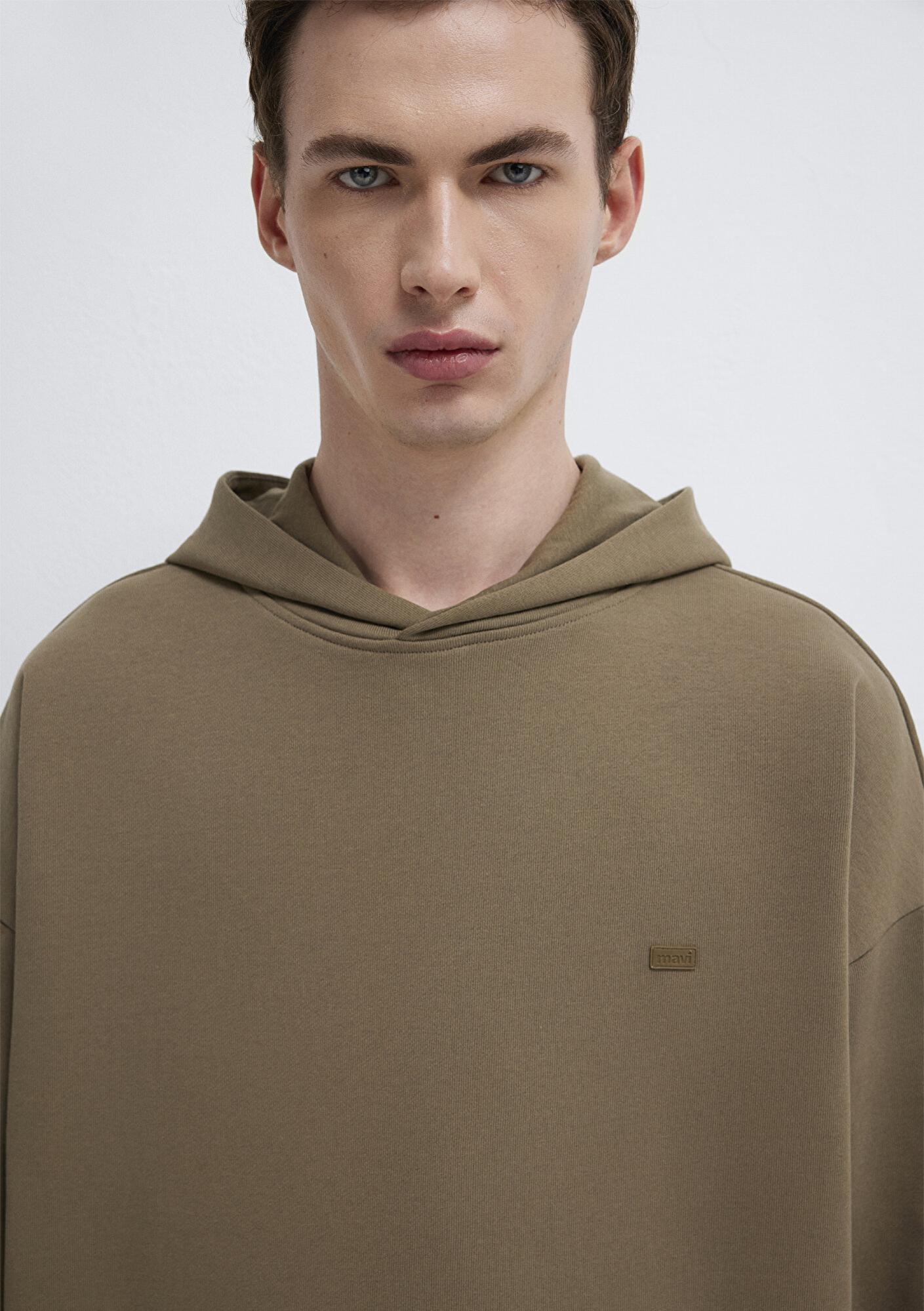 Mavi Kapüşonlu Bej Sweatshirt 0S10416-71564