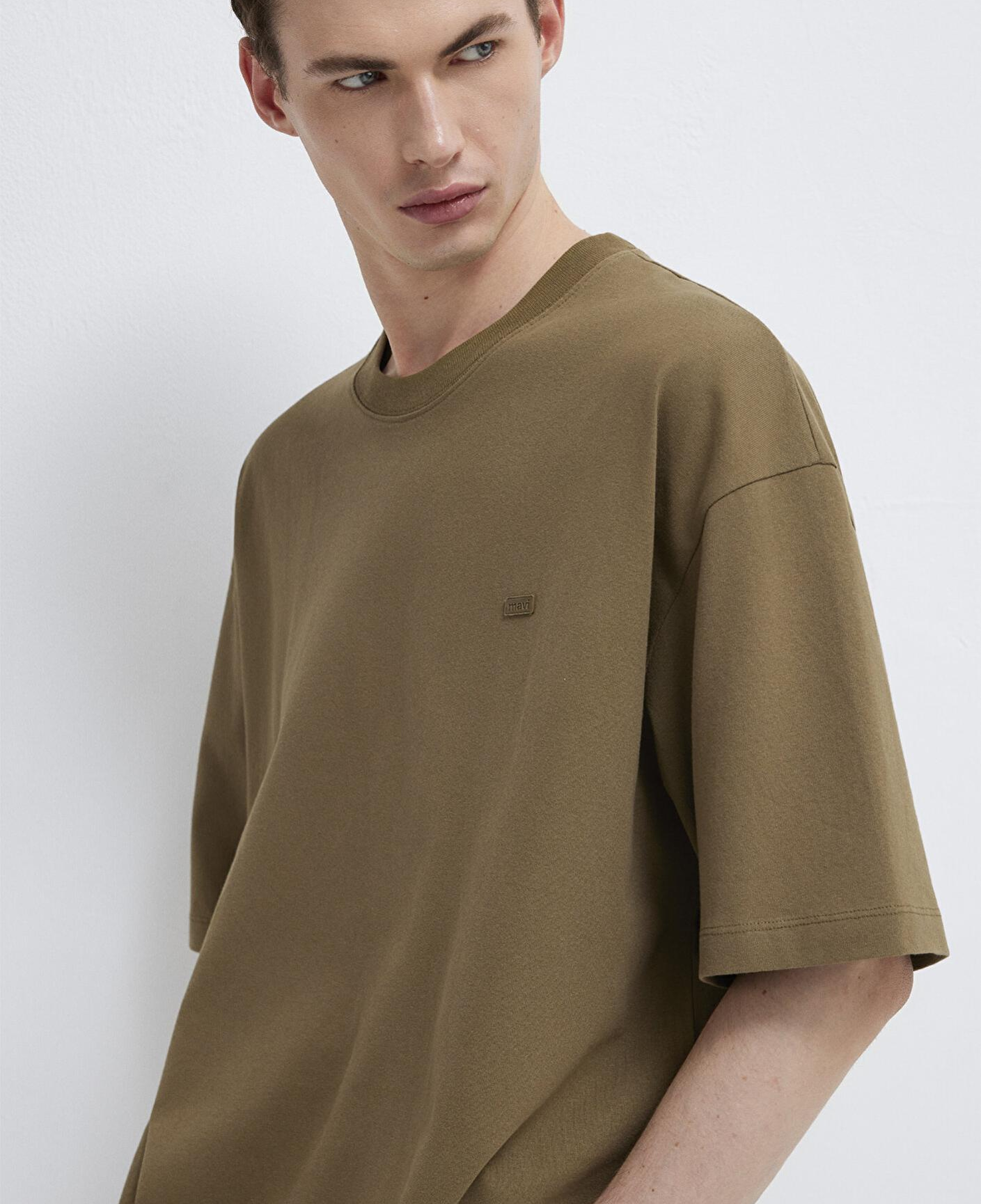 Mavi Silikon Logo Baskılı Yeşil Basic Tişört Oversize / Geniş Kesim 0613188-71564