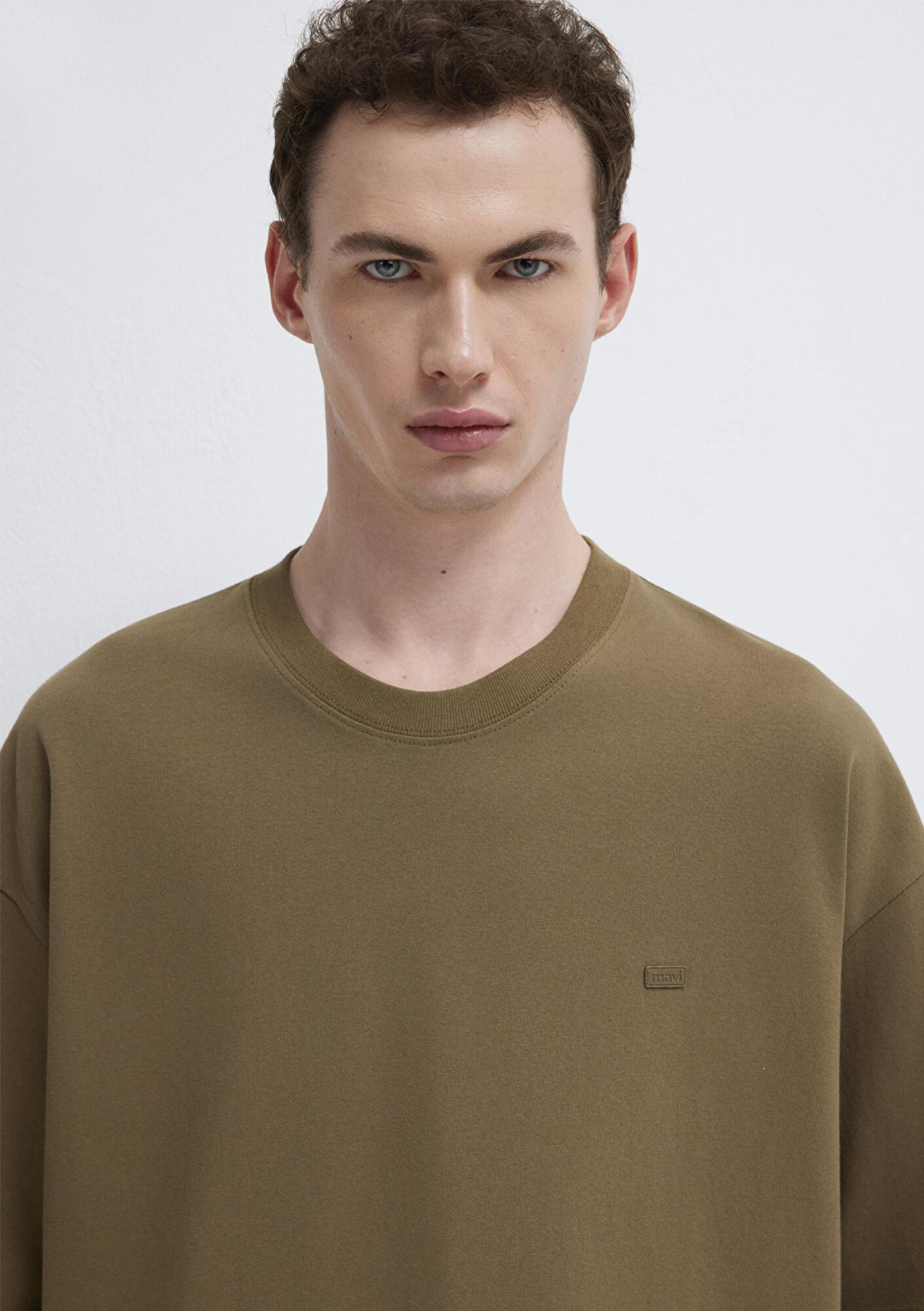 Mavi Silikon Logo Baskılı Yeşil Basic Tişört Oversize / Geniş Kesim 0613188-71564