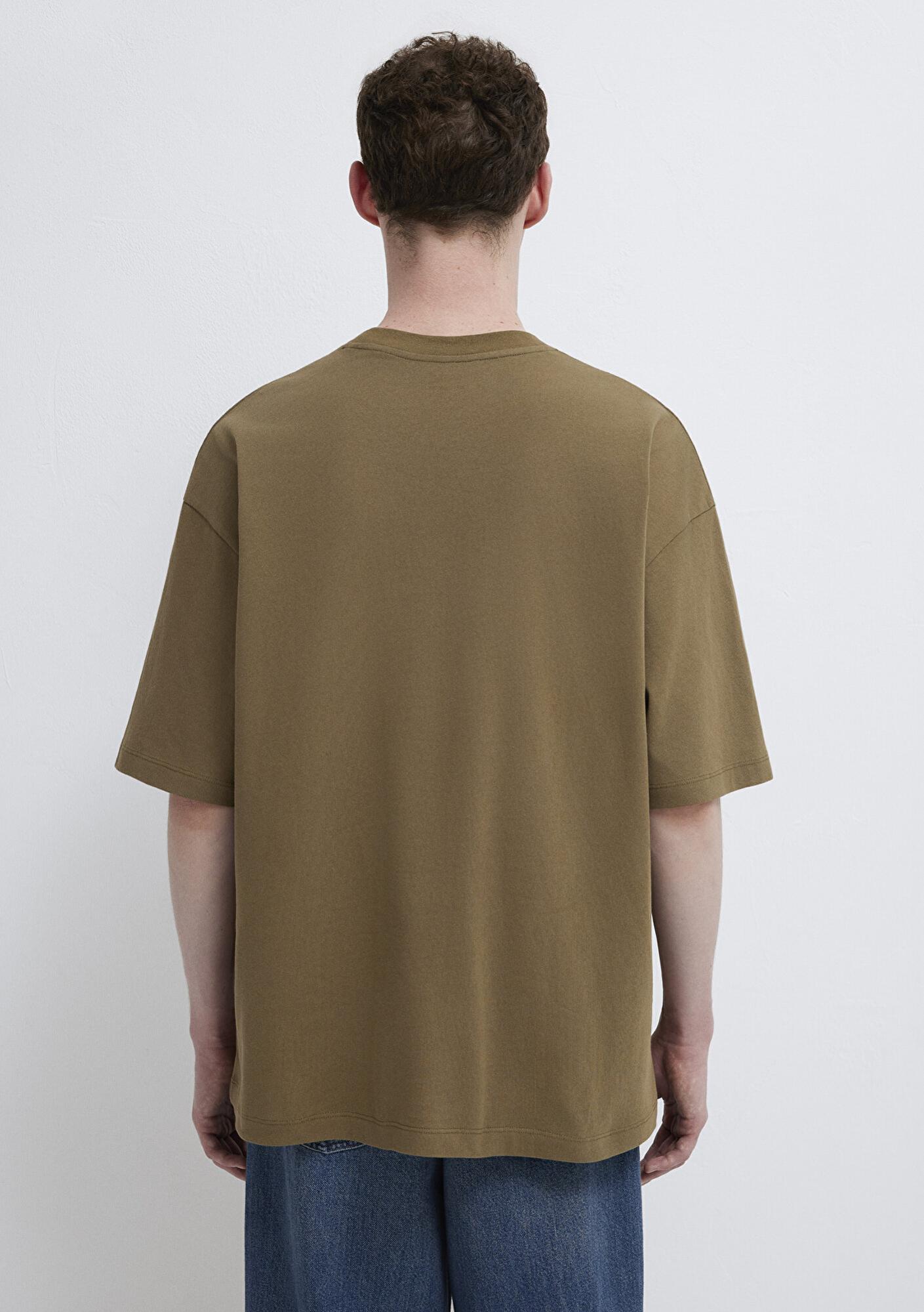 Mavi Silikon Logo Baskılı Yeşil Basic Tişört Oversize / Geniş Kesim 0613188-71564