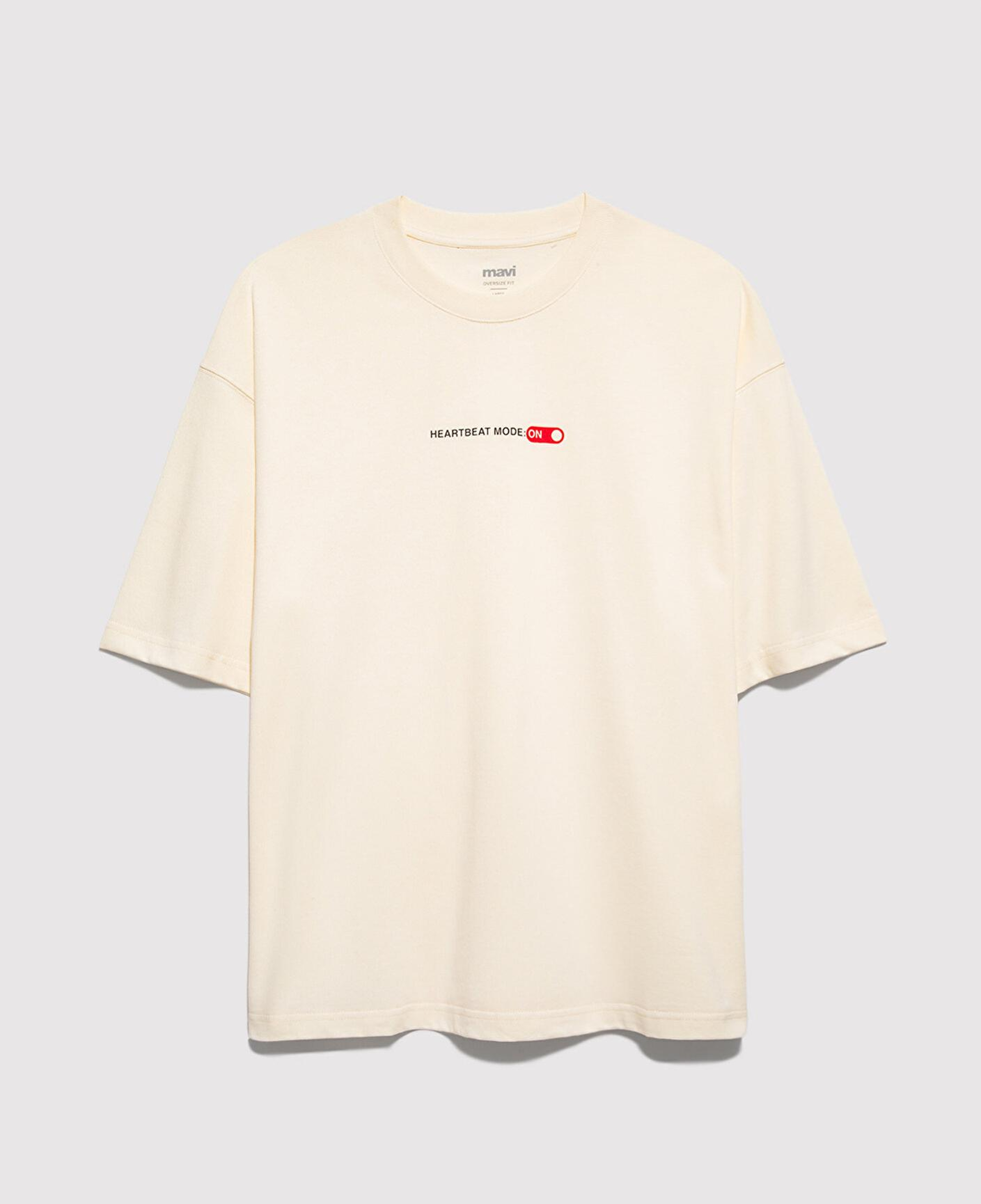 Mavi Heartbeat Mode On Baskılı Ekru Tişört Oversize / Geniş Kesim 0613254-83043