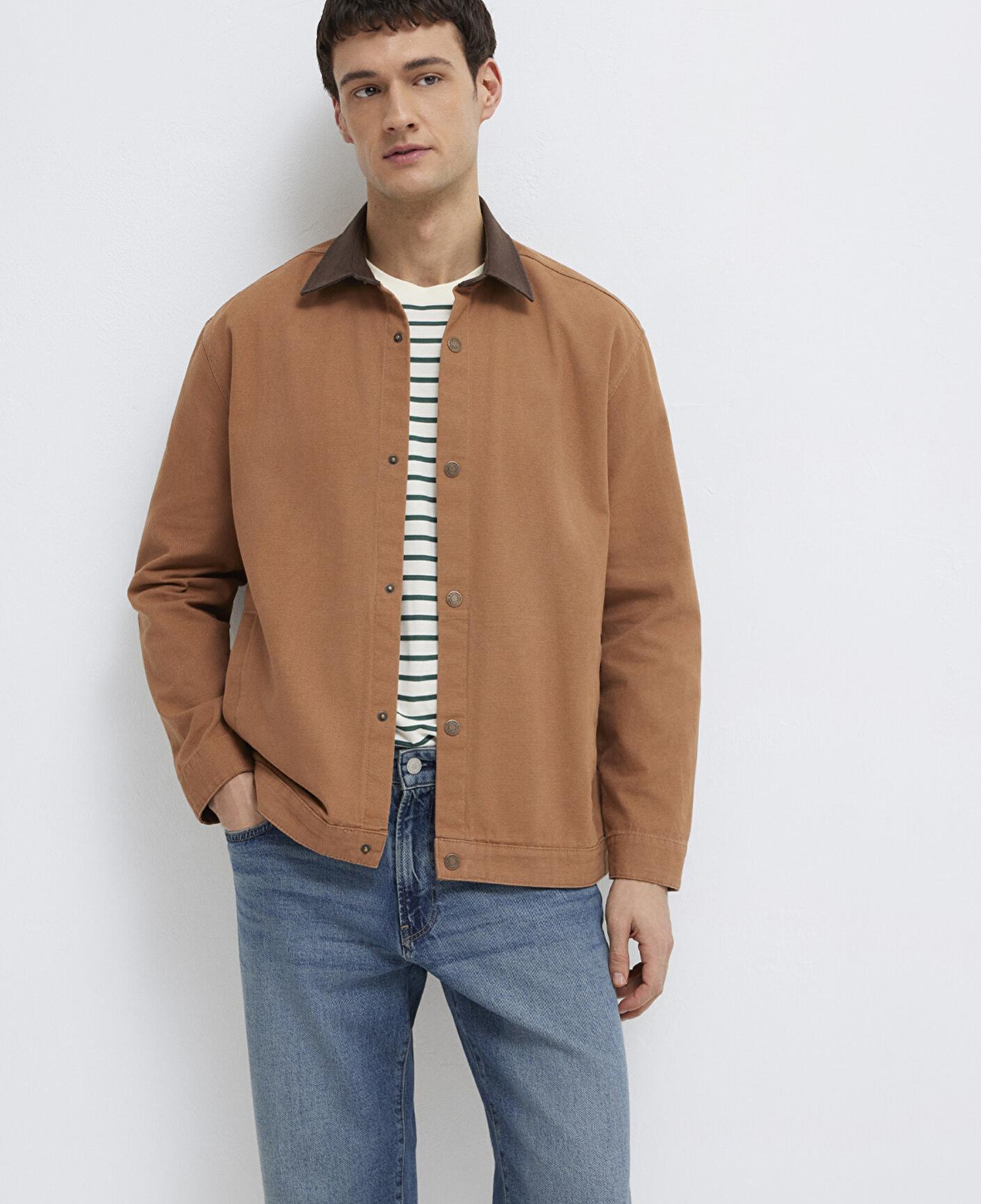 Mavi Kahverengi Gömlek Loose Fit / Bol Rahat Kesim 0211900-91393