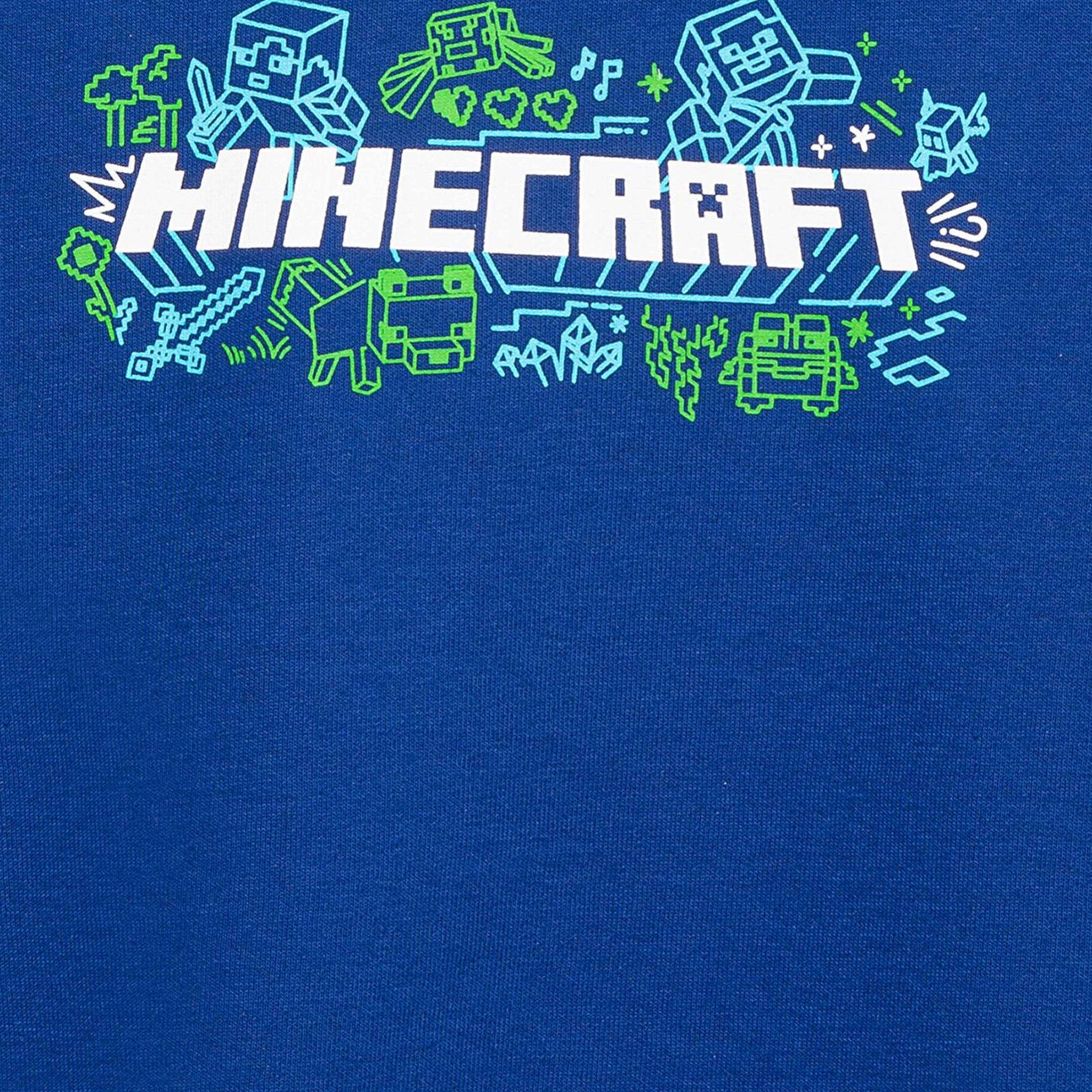 Mavi Minecraft Baskılı Kapüşonlu Mavi Sweatshirt 6S10180-70907