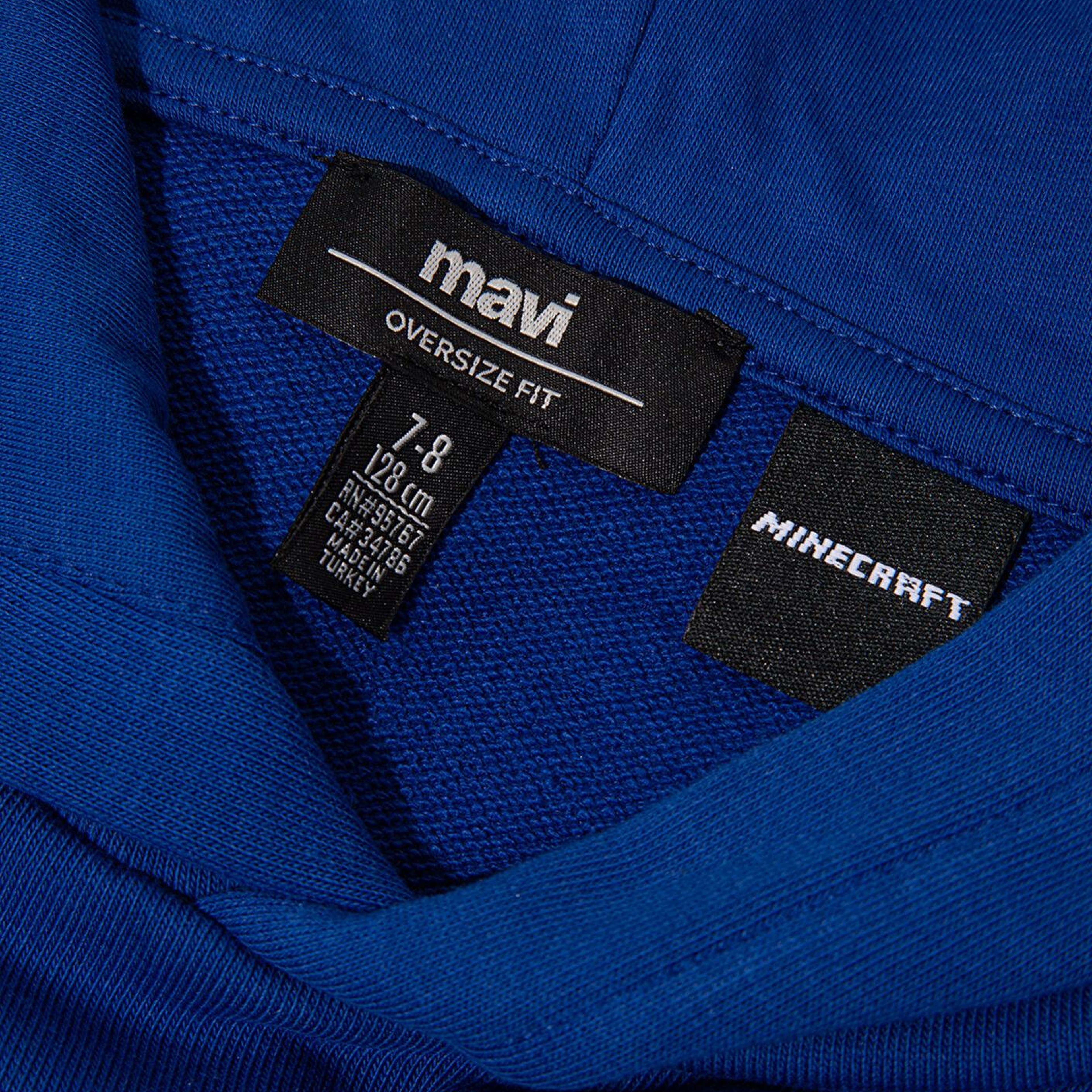 Mavi Minecraft Baskılı Kapüşonlu Mavi Sweatshirt 6S10180-70907