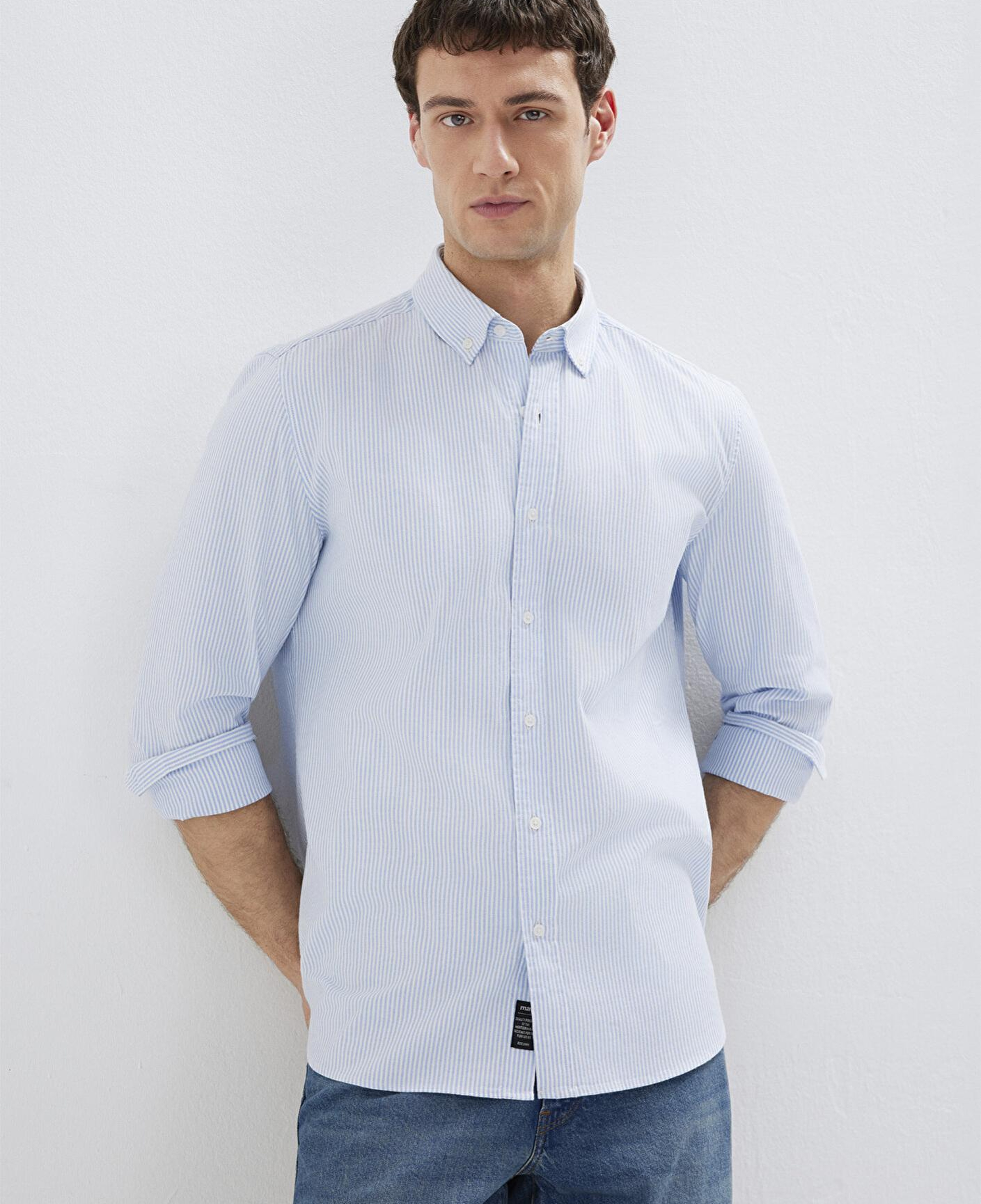 Mavi Çizgili Mavi Gömlek Slim Fit / Dar Kesim 0211916-91471