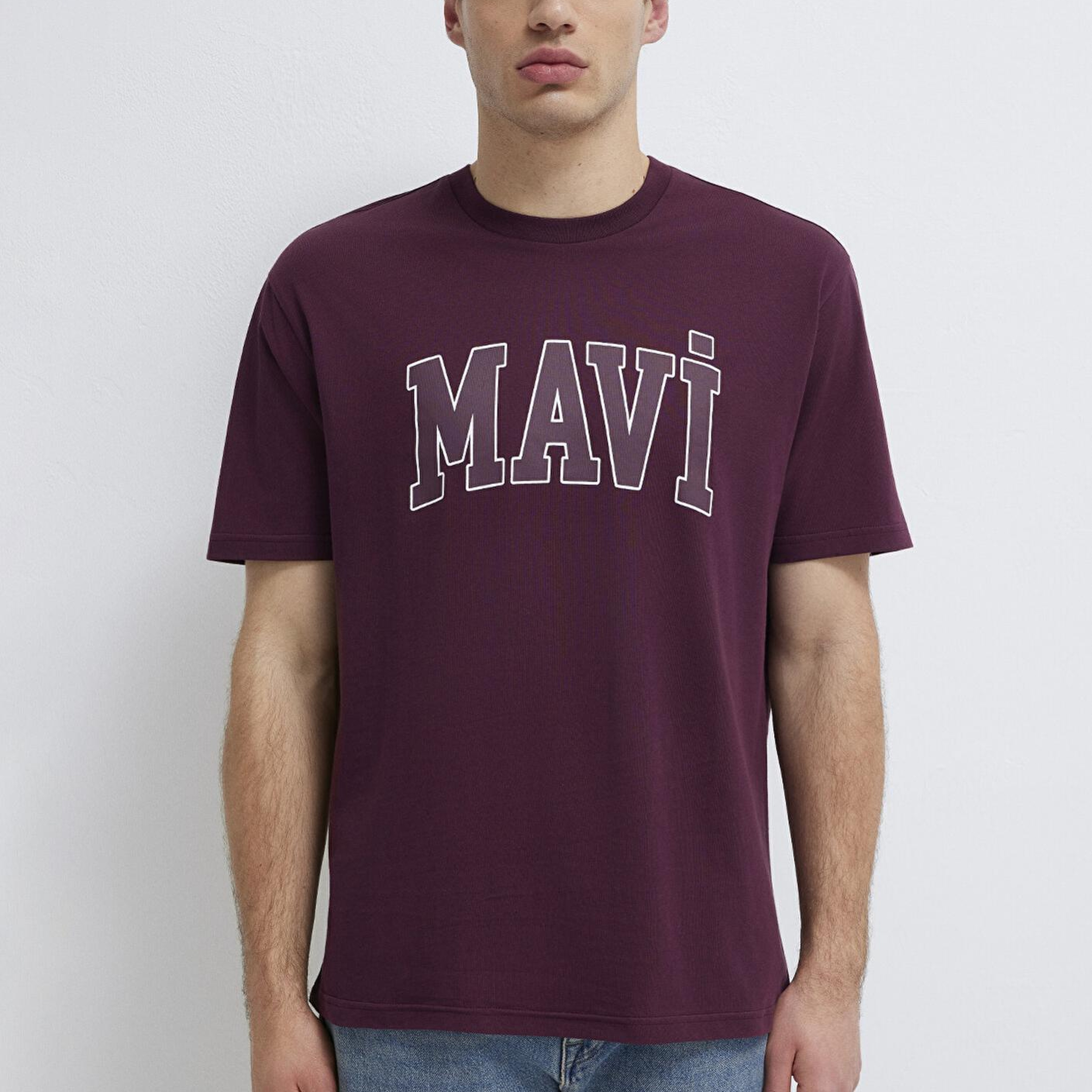 Mavi Mavi Logo Baskılı Mor Tişört Loose Fit / Bol Rahat Kesim 0611711-70434