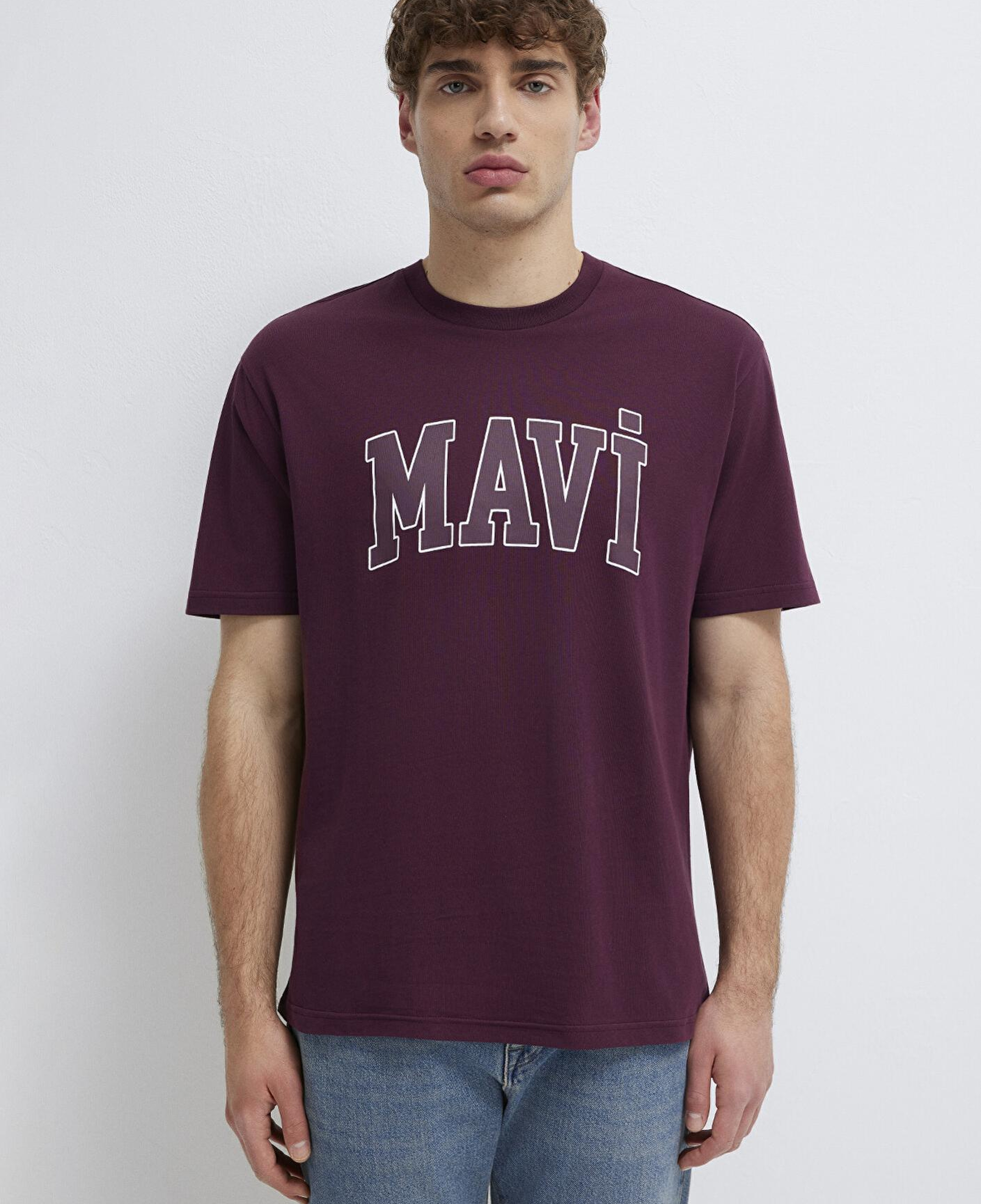Mavi Mavi Logo Baskılı Mor Tişört Loose Fit / Bol Rahat Kesim 0611711-70434