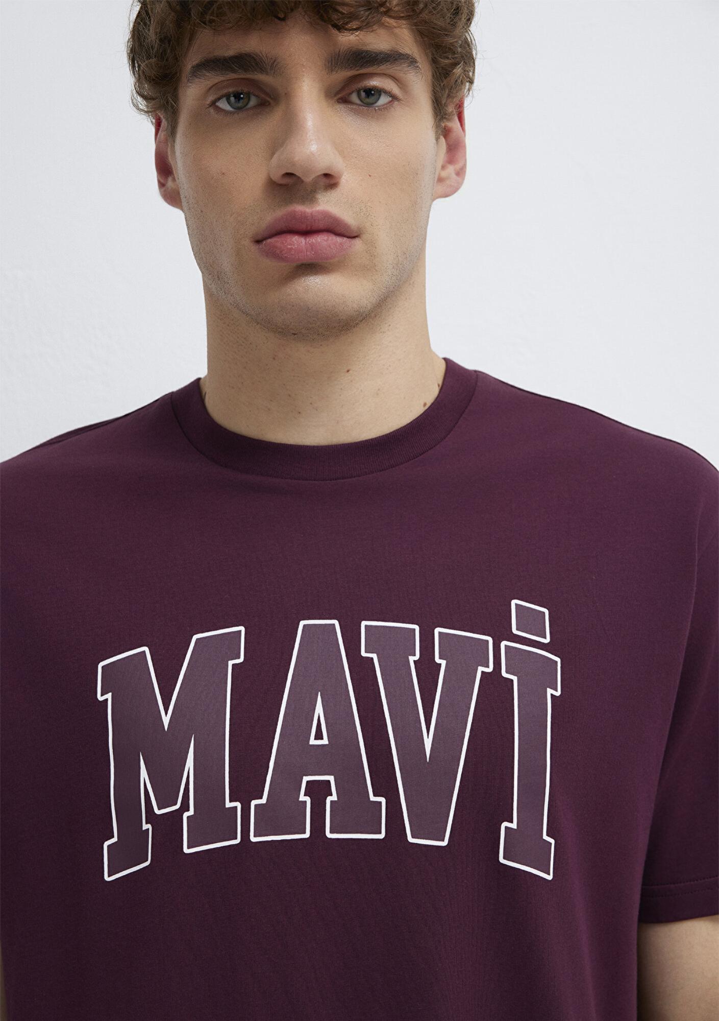 Mavi Mavi Logo Baskılı Mor Tişört Loose Fit / Bol Rahat Kesim 0611711-70434