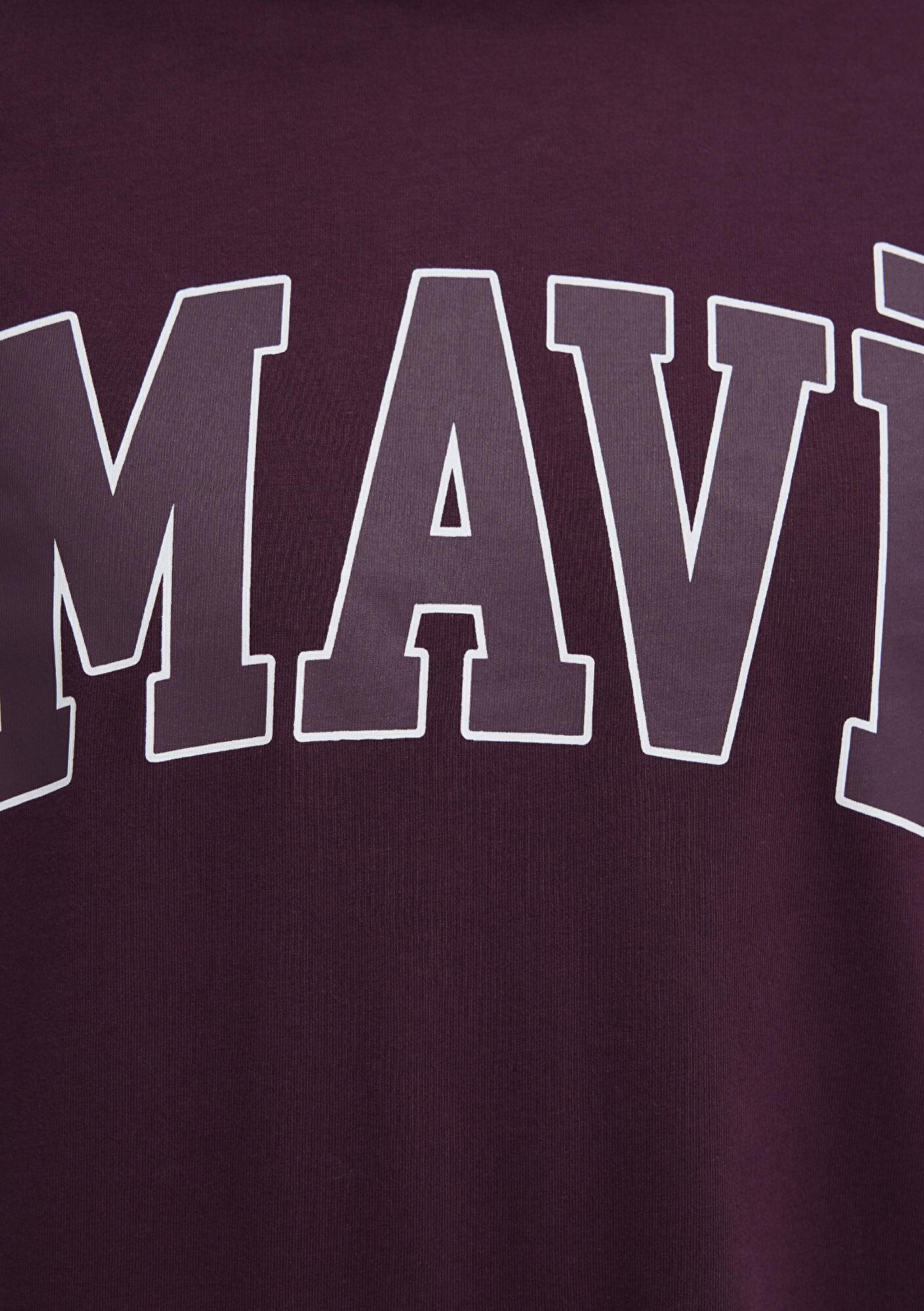 Mavi Mavi Logo Baskılı Mor Tişört Loose Fit / Bol Rahat Kesim 0611711-70434