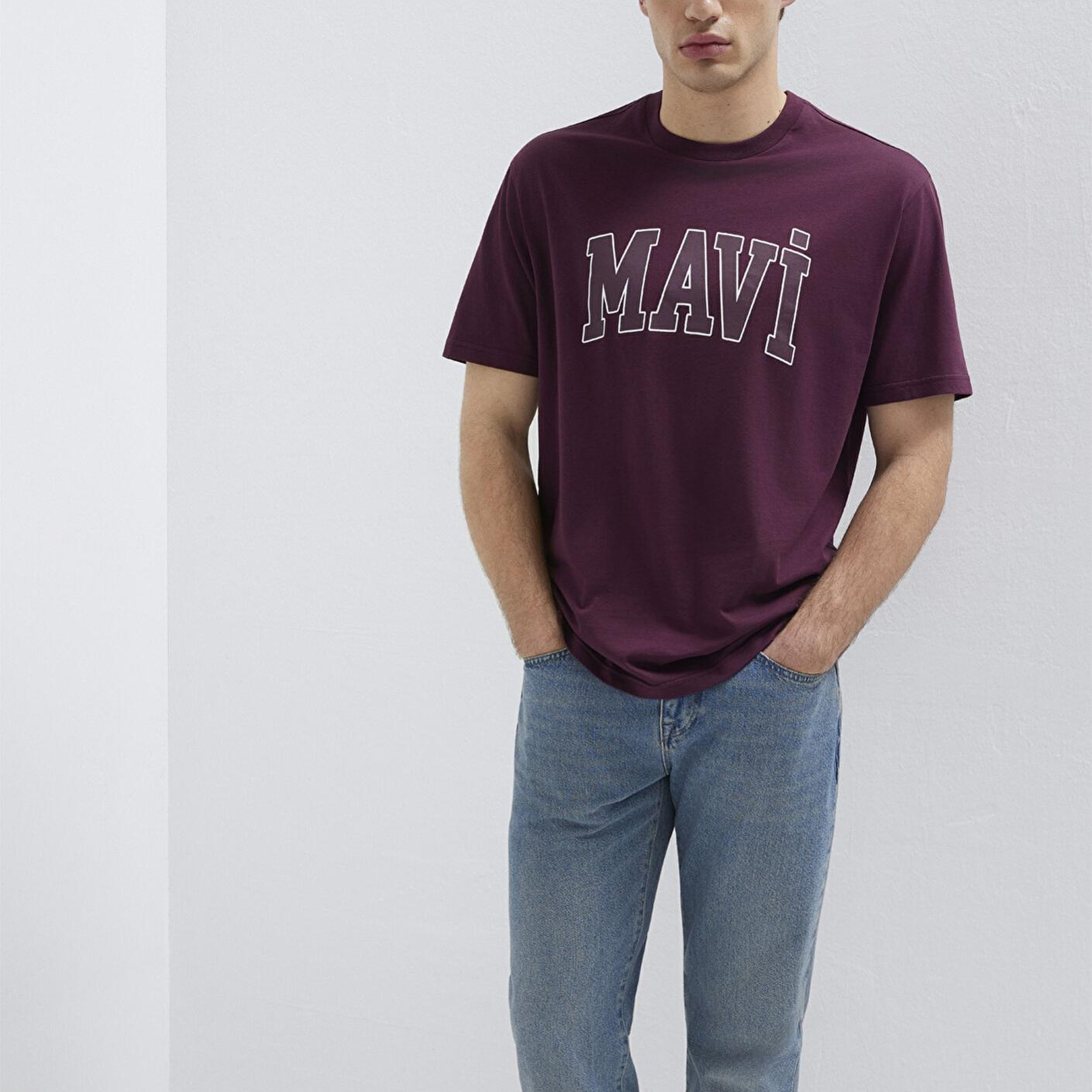 Mavi Mavi Logo Baskılı Mor Tişört Loose Fit / Bol Rahat Kesim 0611711-70434