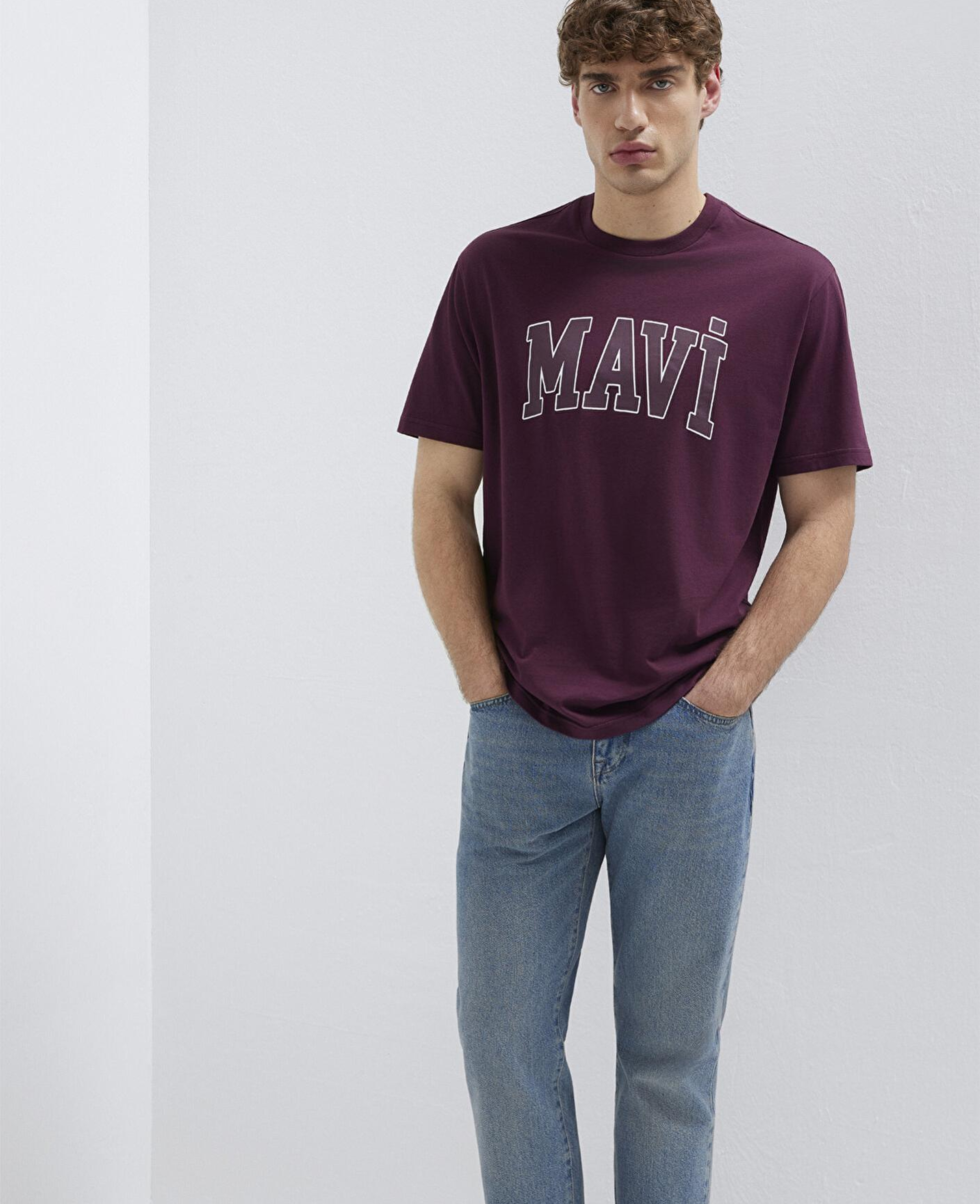 Mavi Mavi Logo Baskılı Mor Tişört Loose Fit / Bol Rahat Kesim 0611711-70434