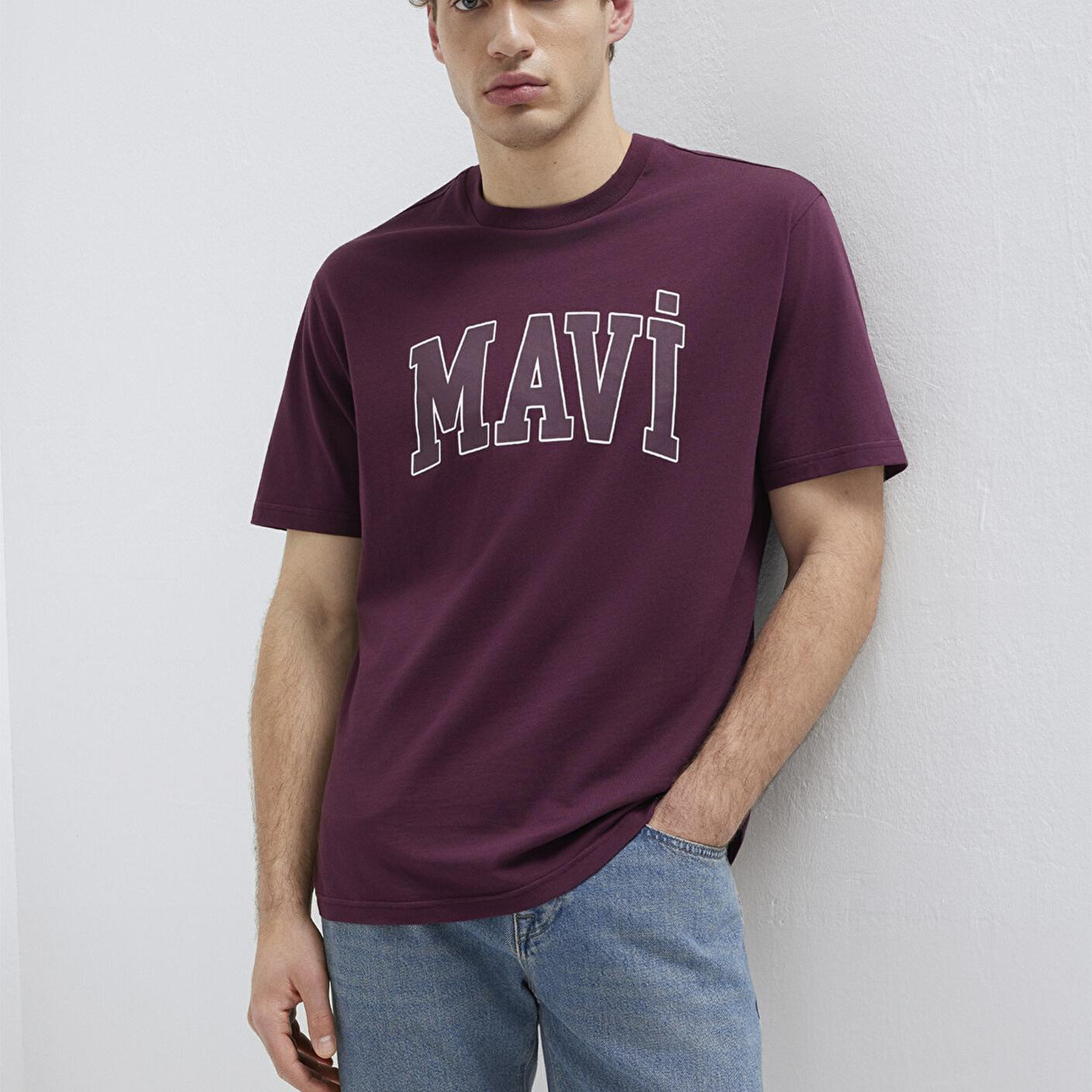 Mavi Mavi Logo Baskılı Mor Tişört Loose Fit / Bol Rahat Kesim 0611711-70434