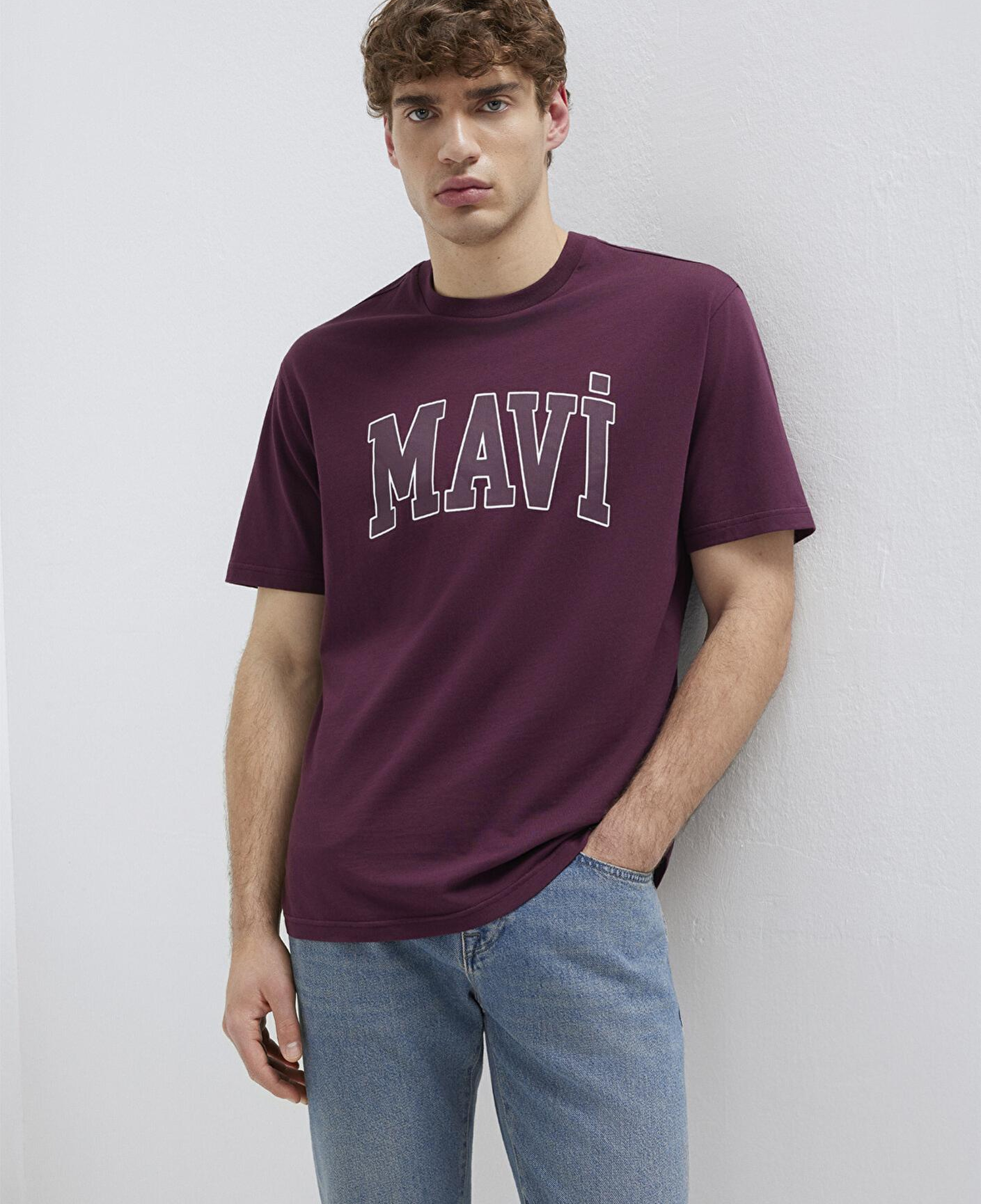 Mavi Mavi Logo Baskılı Mor Tişört Loose Fit / Bol Rahat Kesim 0611711-70434