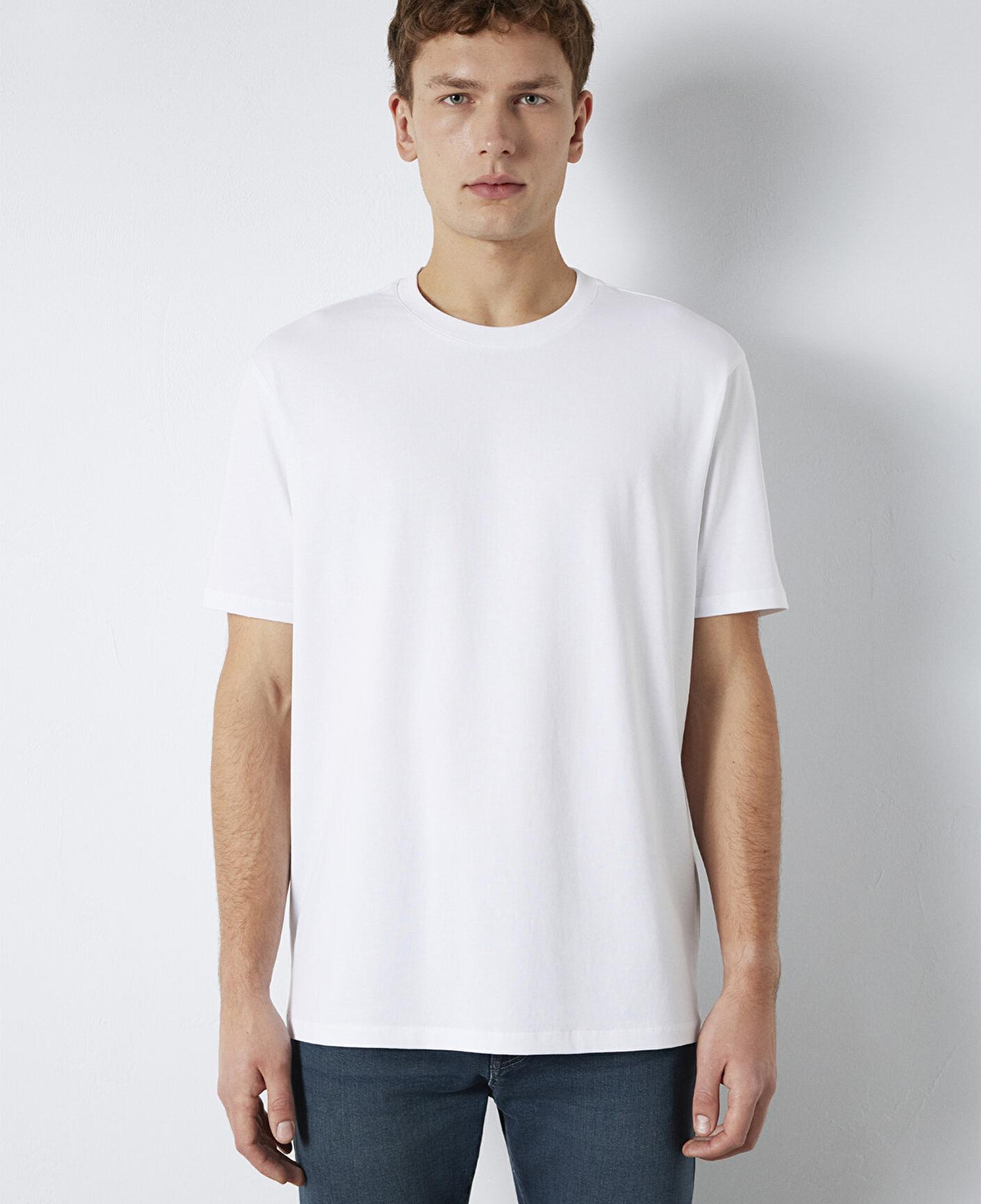 Mavi Beyaz Basic Tişört Loose Fit / Bol Rahat Kesim 0613199-620