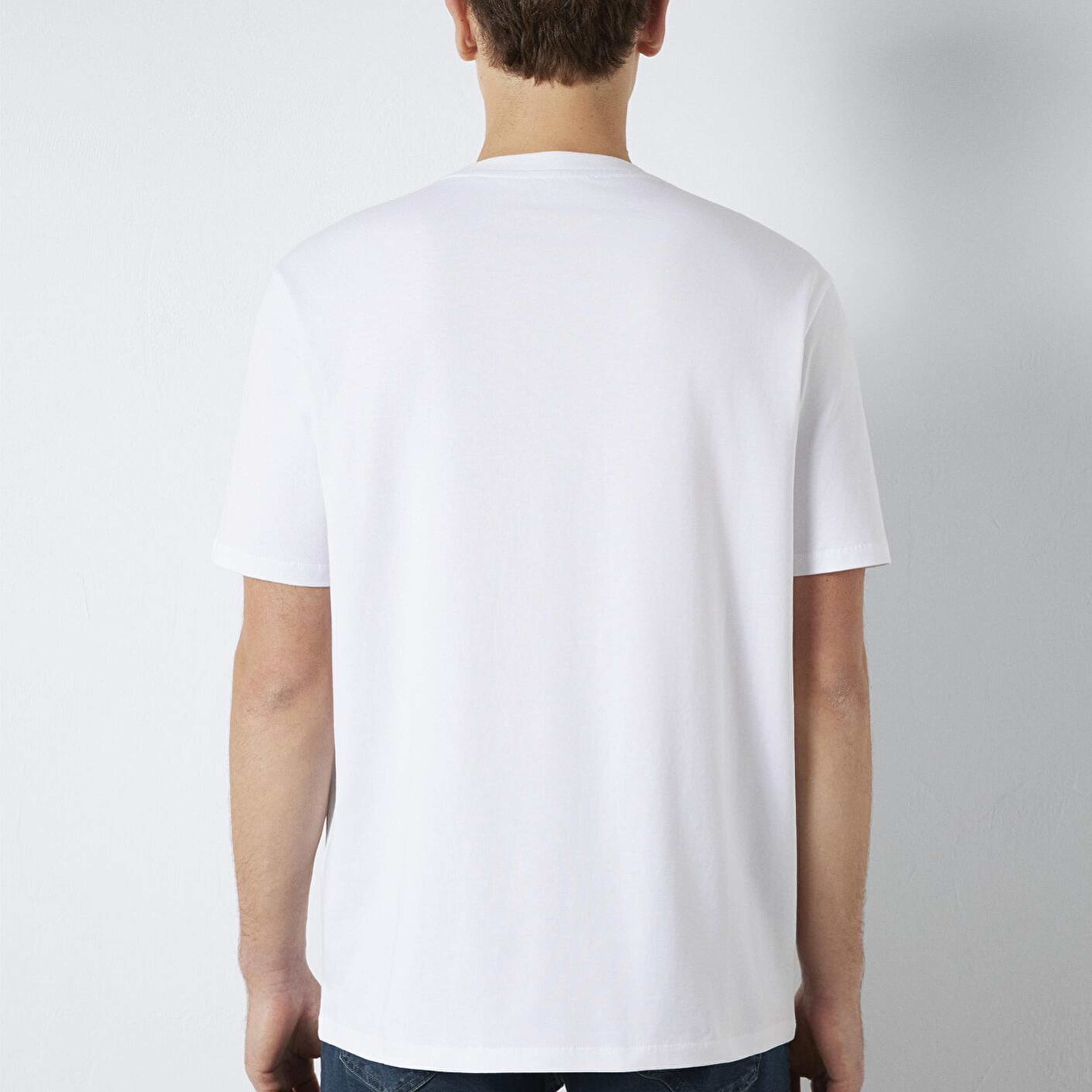 Mavi Beyaz Basic Tişört Loose Fit / Bol Rahat Kesim 0613199-620