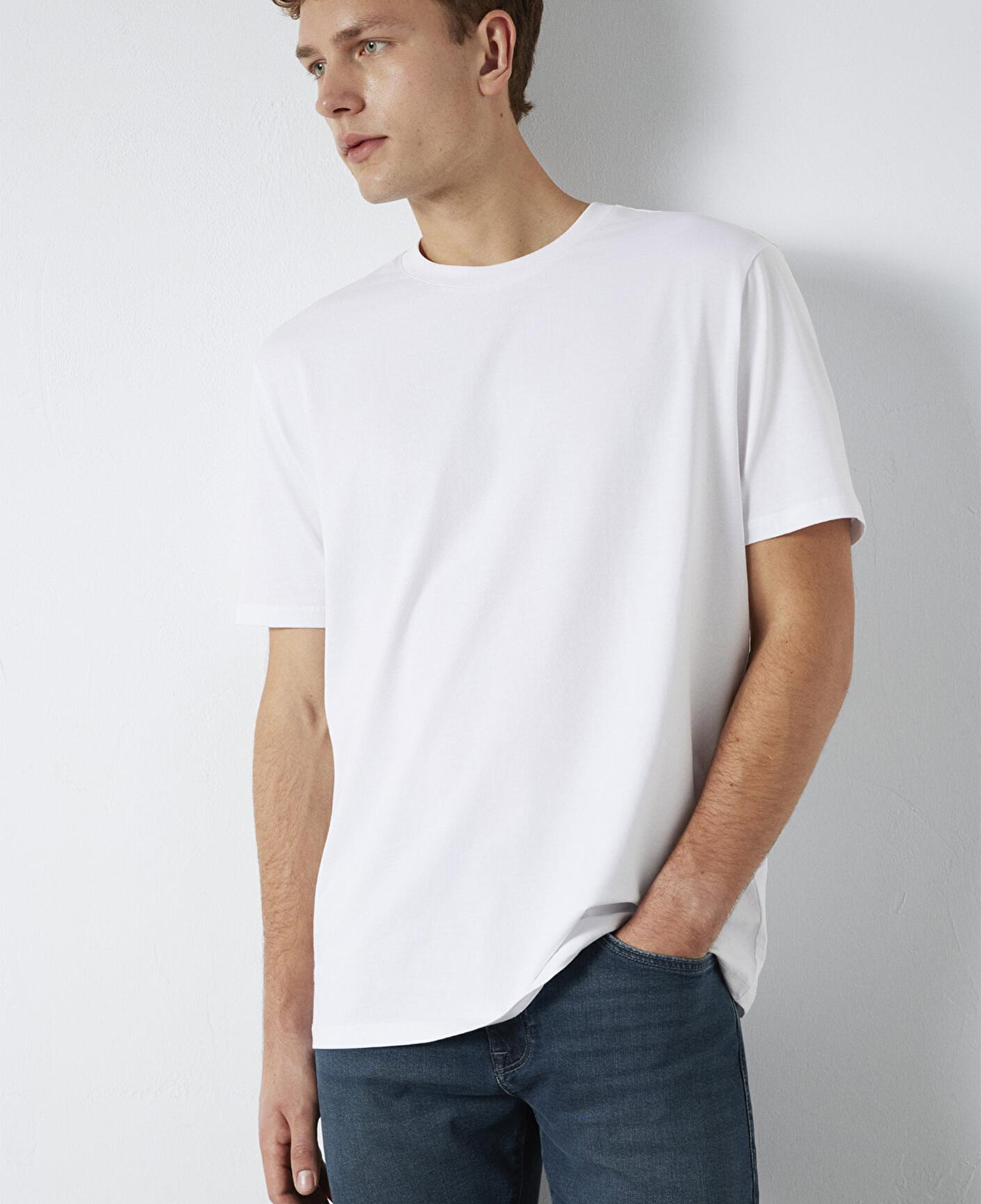 Mavi Beyaz Basic Tişört Loose Fit / Bol Rahat Kesim 0613199-620