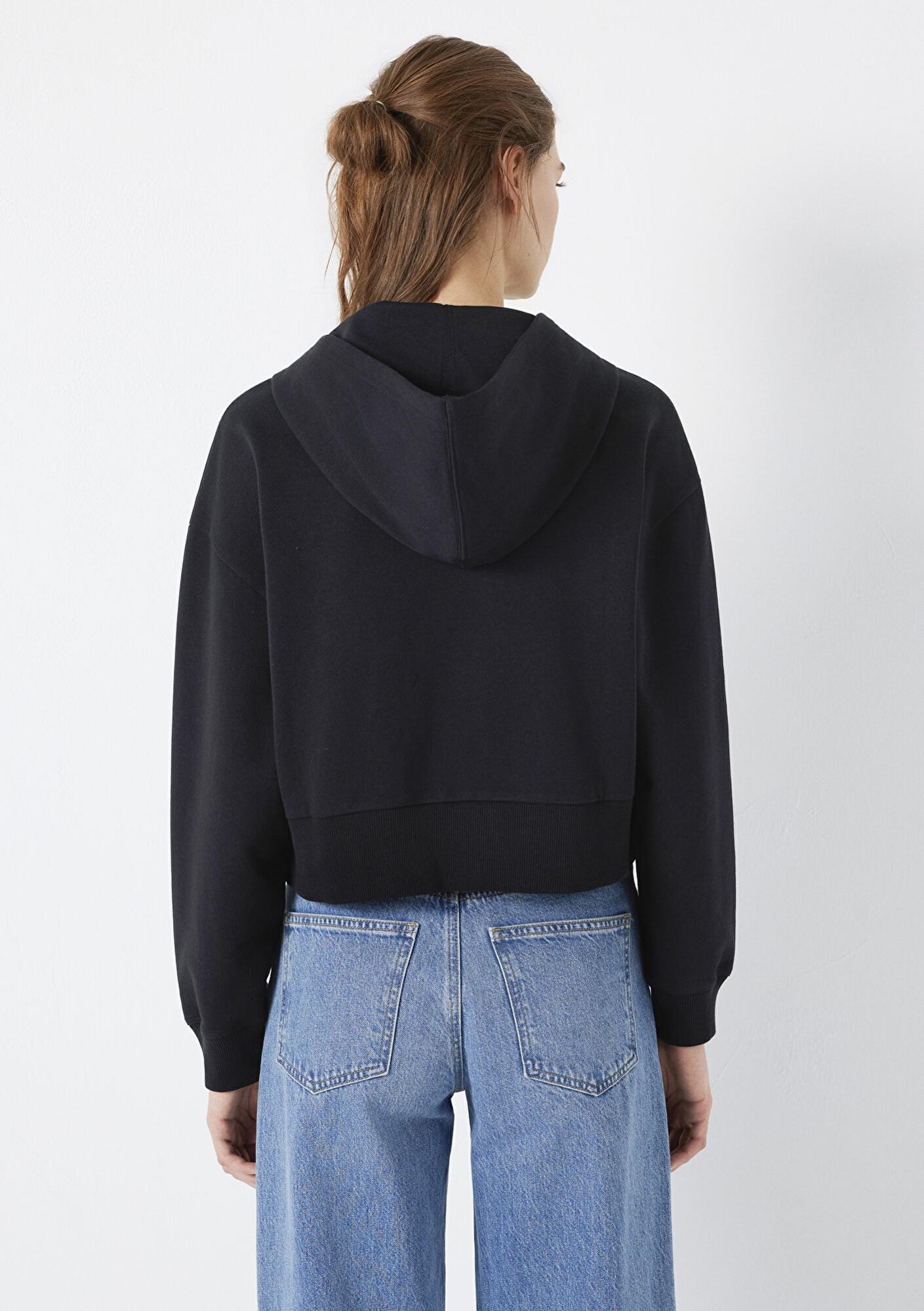 Mavi Mavi Logo Baskılı Kapüşonlu Siyah Sweatshirt 1S10486-900