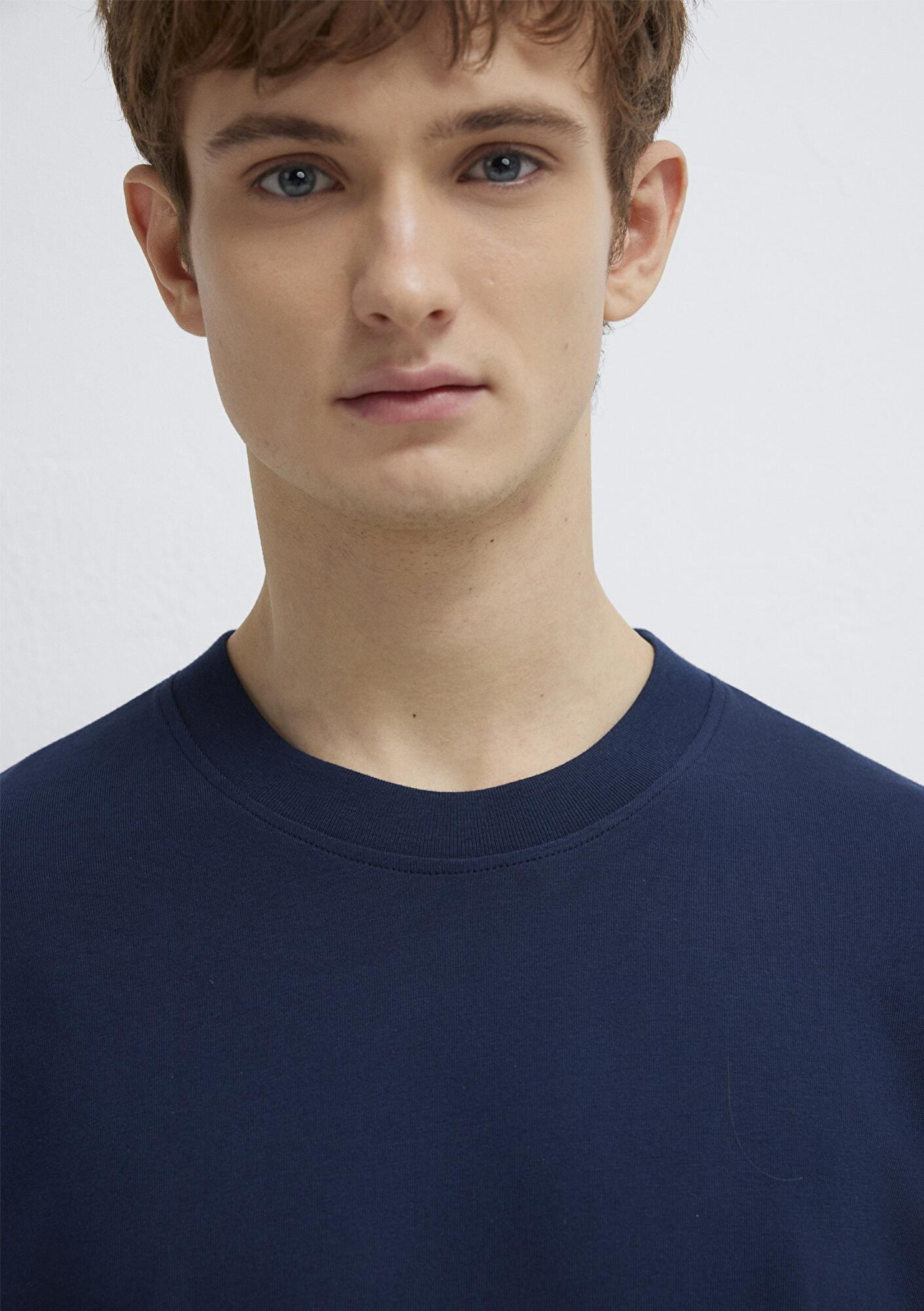 Mavi Lacivert Basic Tişört Oversize / Geniş Kesim 0613113-82318