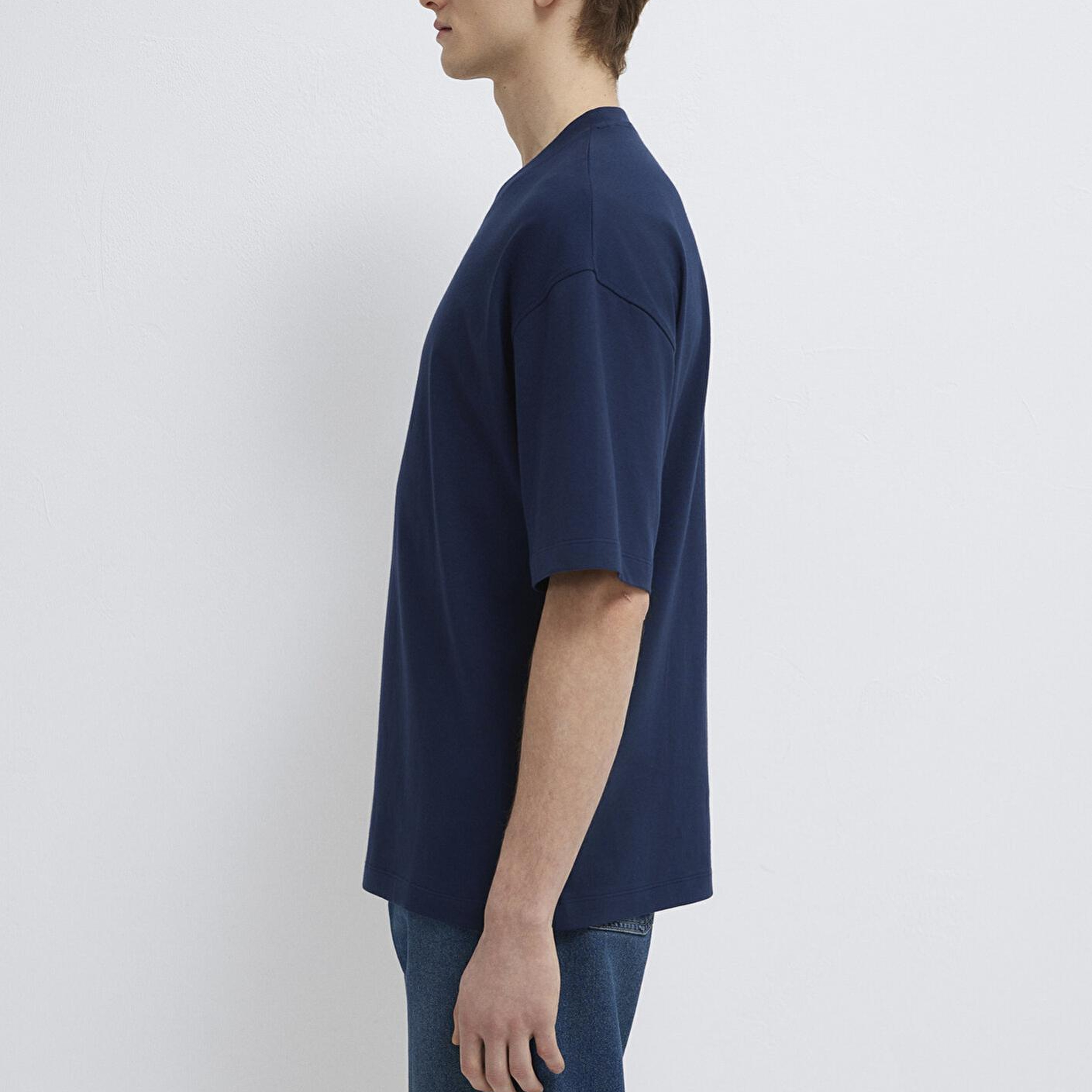 Mavi Lacivert Basic Tişört Oversize / Geniş Kesim 0613113-82318