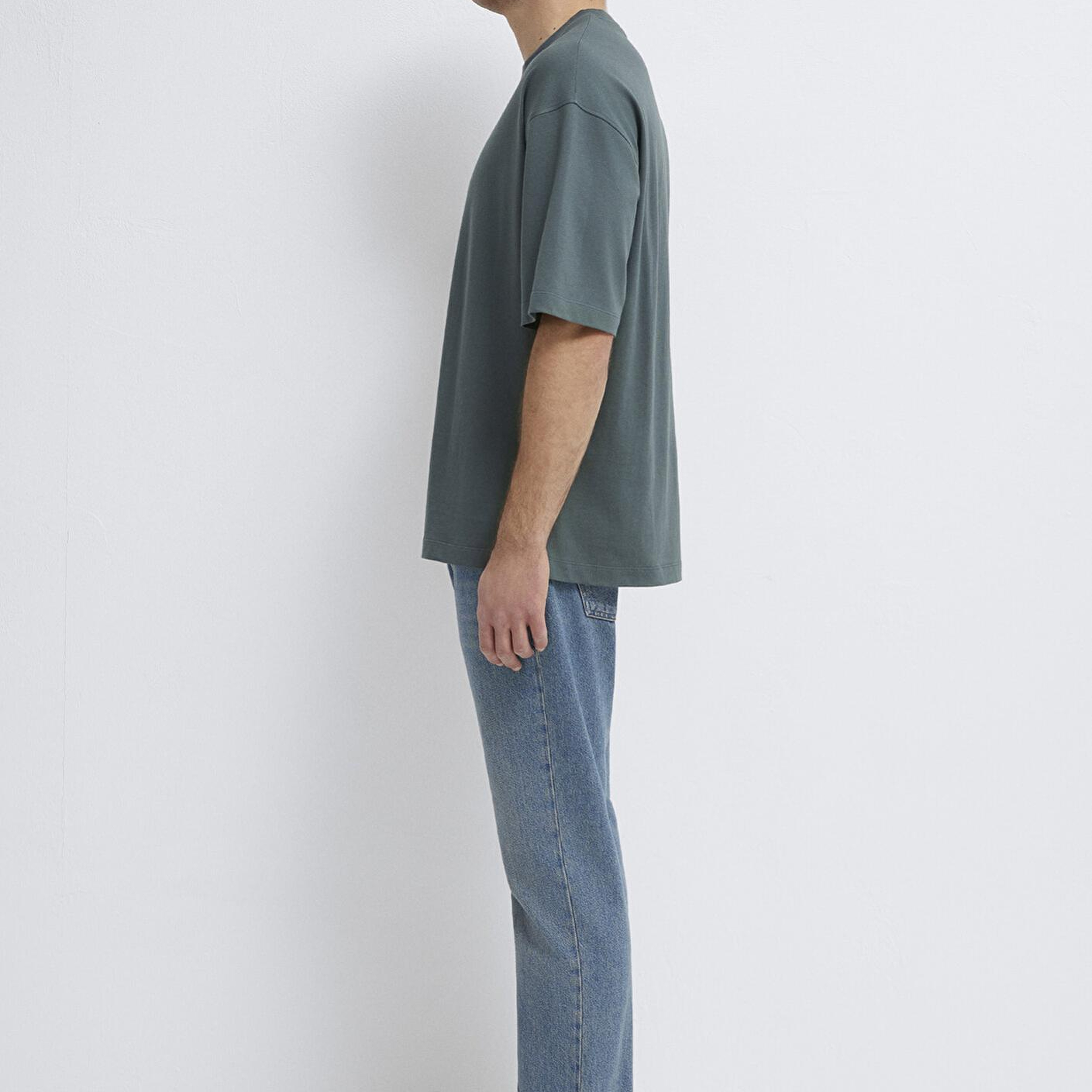 Mavi Yeşil Basic Tişört Oversize / Geniş Kesim 0613113-71598