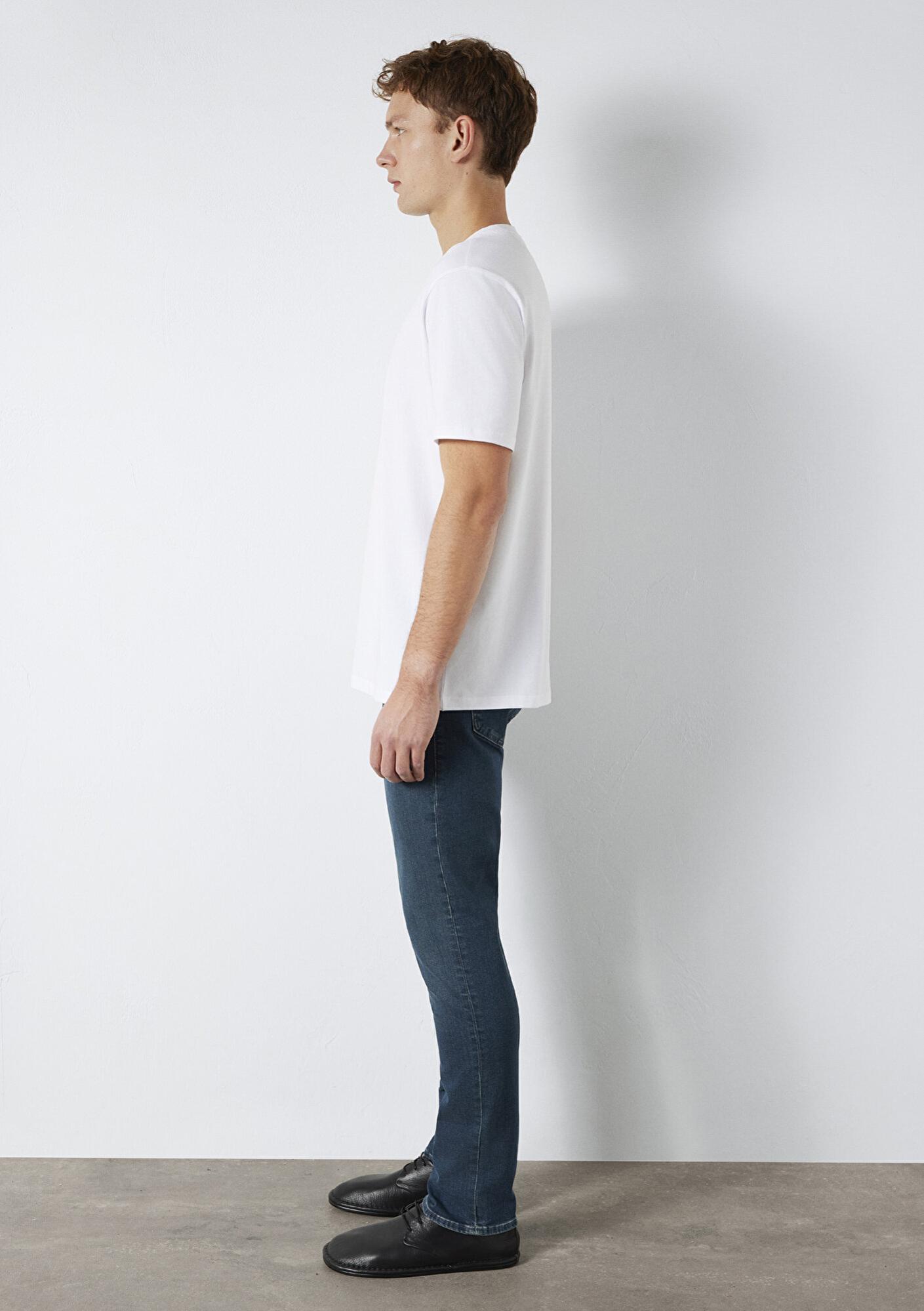 Mavi Beyaz Basic Tişört Loose Fit / Bol Rahat Kesim 0613199-620