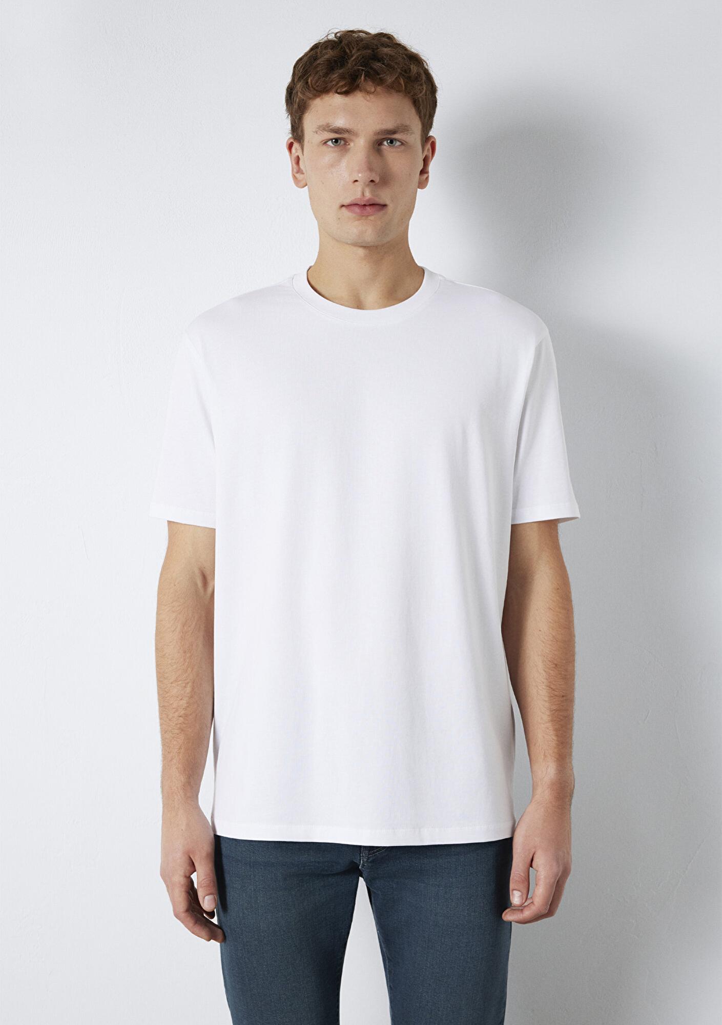 Mavi Beyaz Basic Tişört Loose Fit / Bol Rahat Kesim 0613199-620