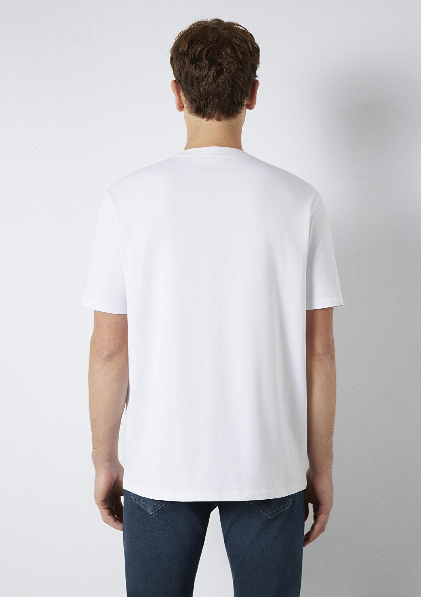 Mavi Beyaz Basic Tişört Loose Fit / Bol Rahat Kesim 0613199-620