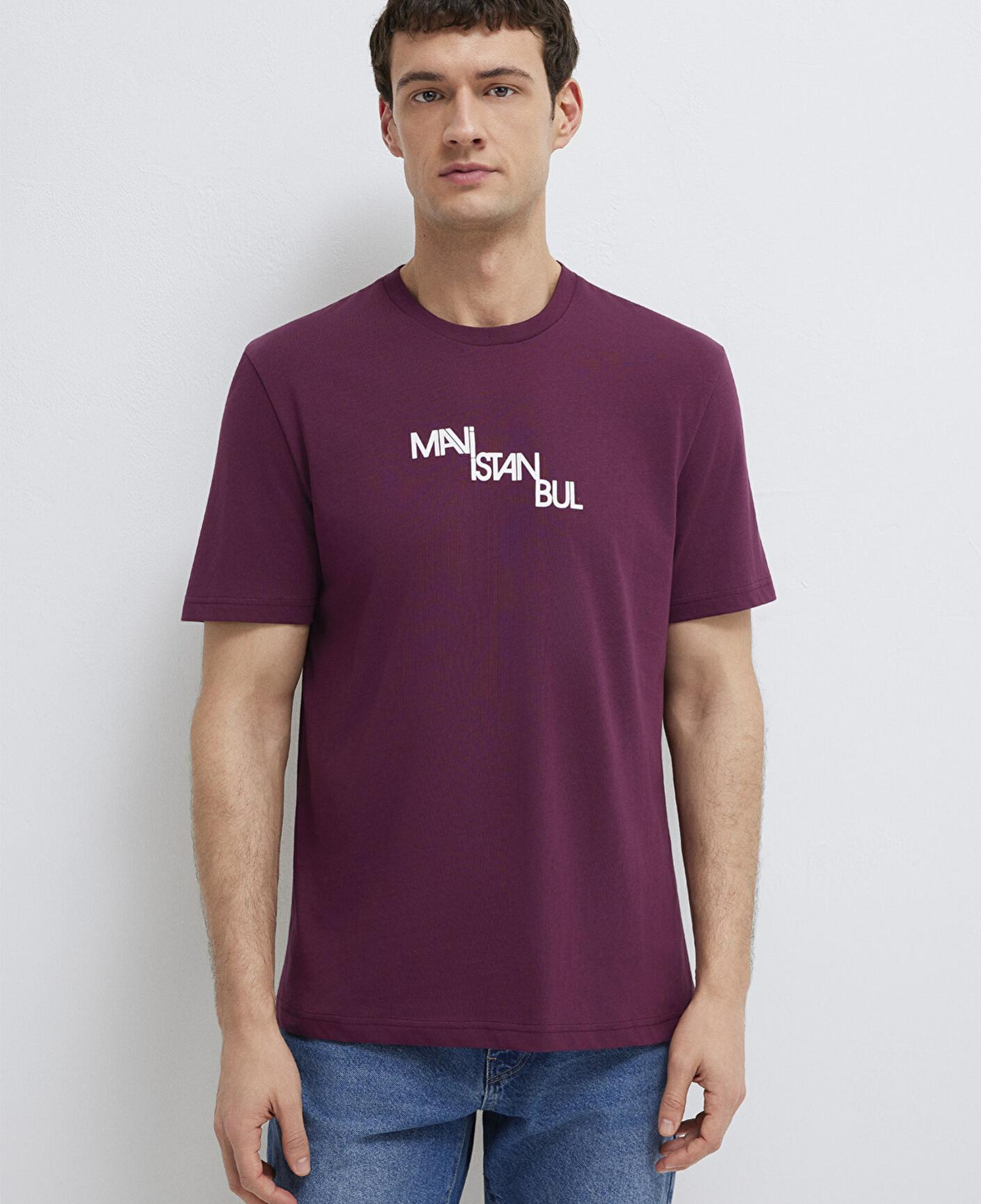 Mavi İstanbul Baskılı Mor Tişört Regular Fit / Normal Kesim 0612274-70670