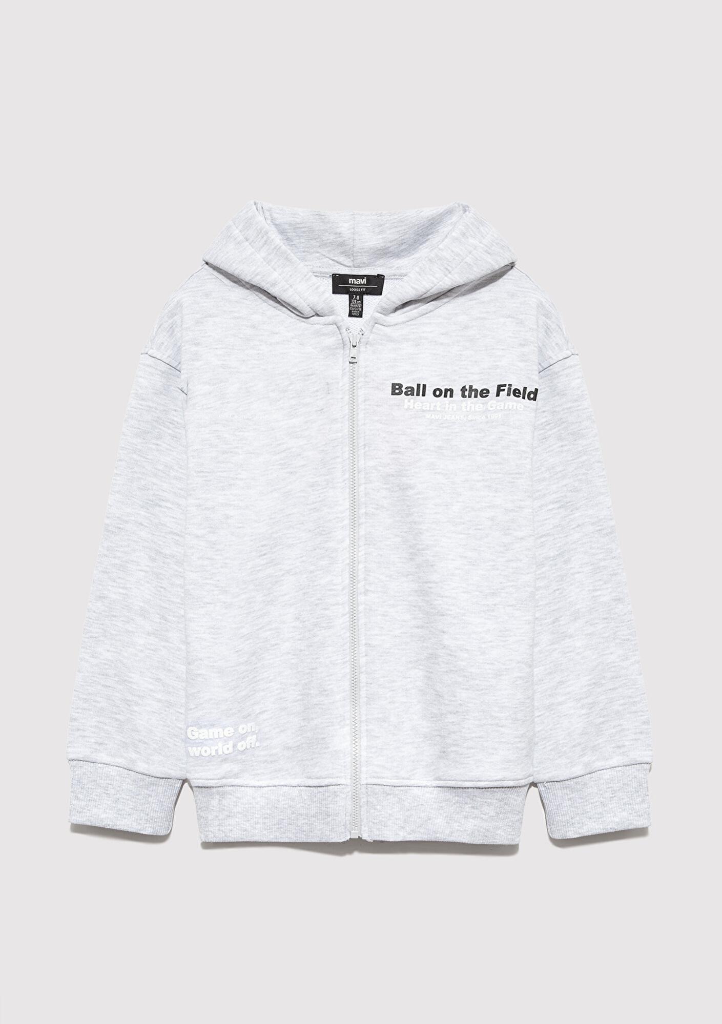 Mavi Baskılı Kapüşonlu Gri Sweatshirt 6S10182-88467