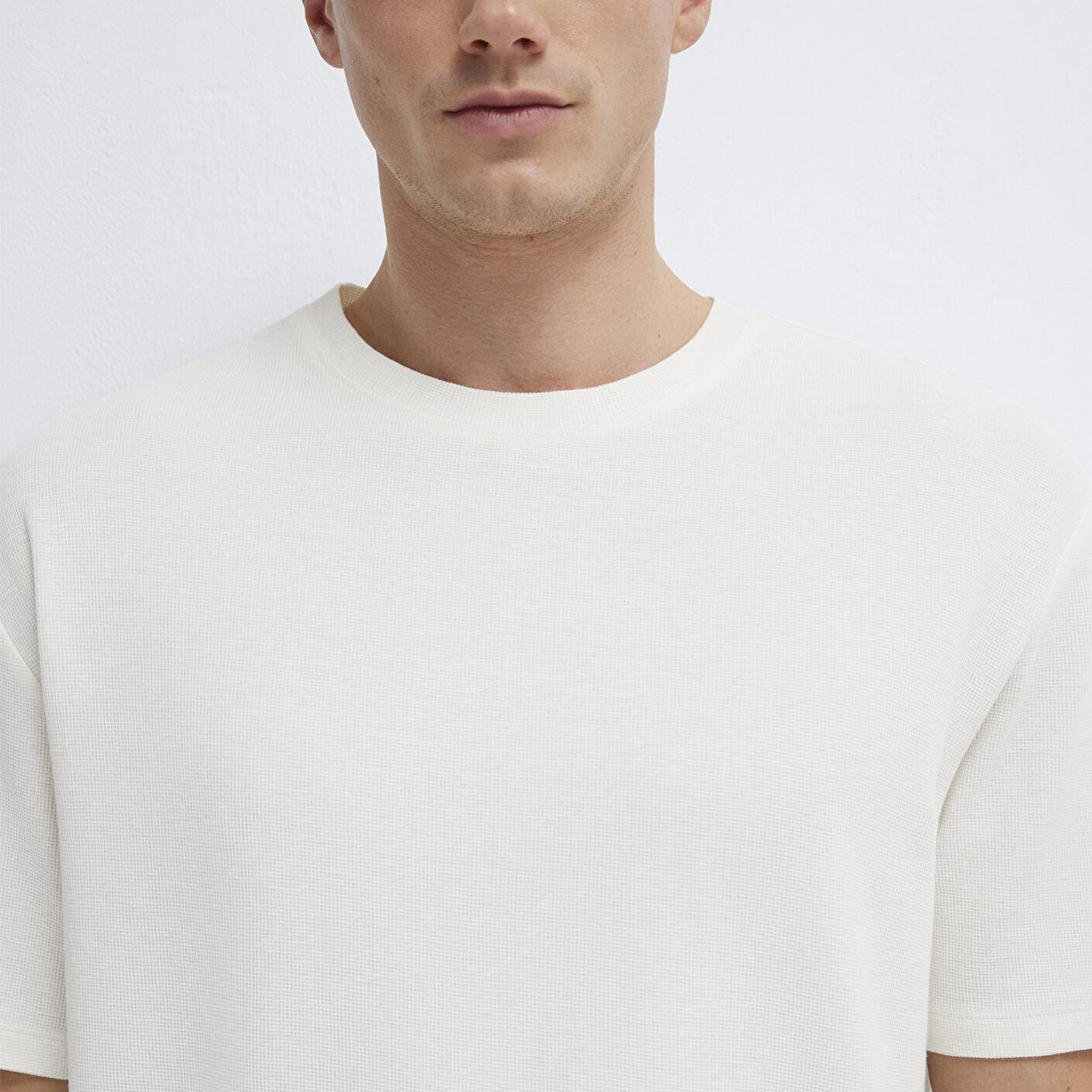 Mavi Ekru Basic Tişört Loose Fit / Bol Rahat Kesim 0613153-70056