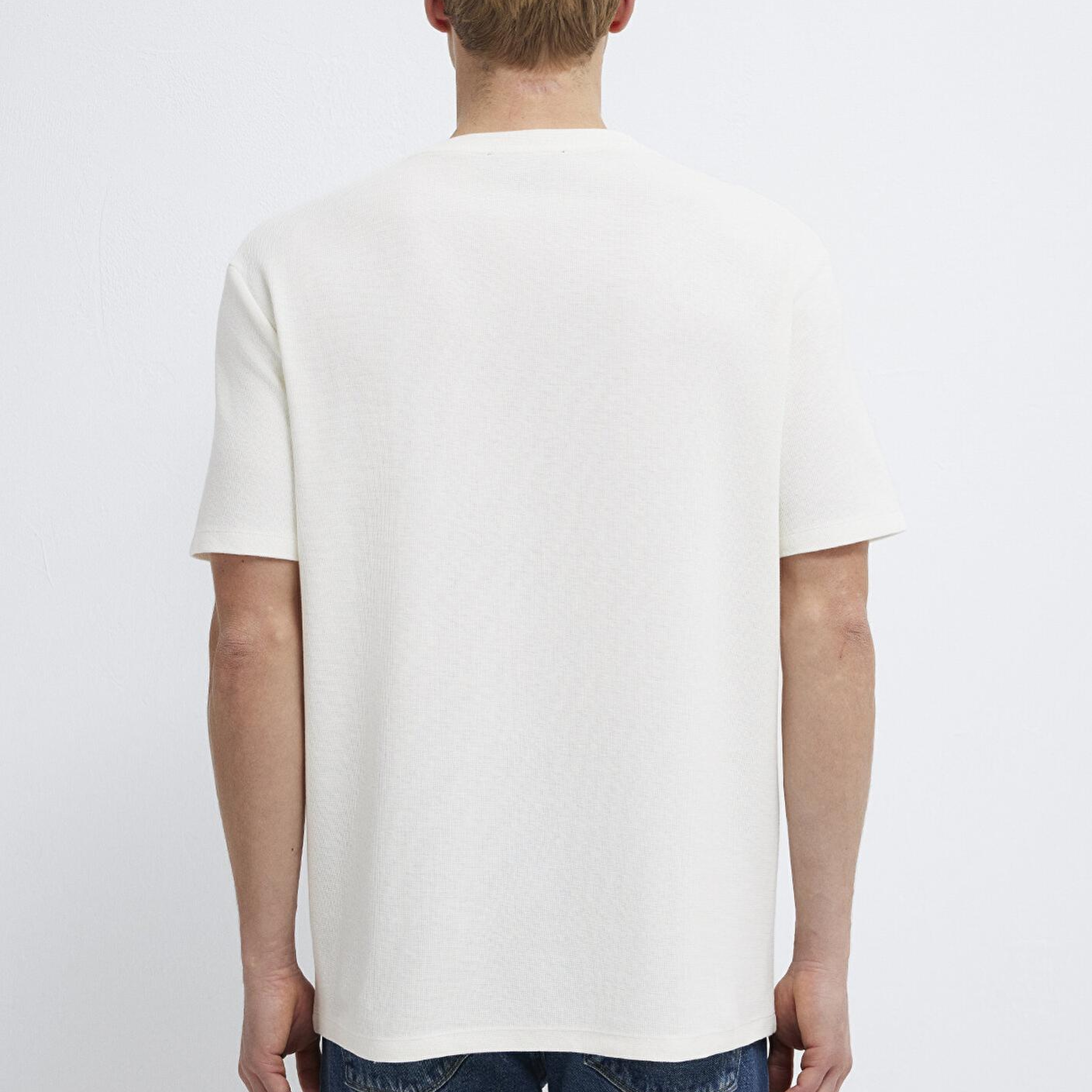 Mavi Ekru Basic Tişört Loose Fit / Bol Rahat Kesim 0613153-70056